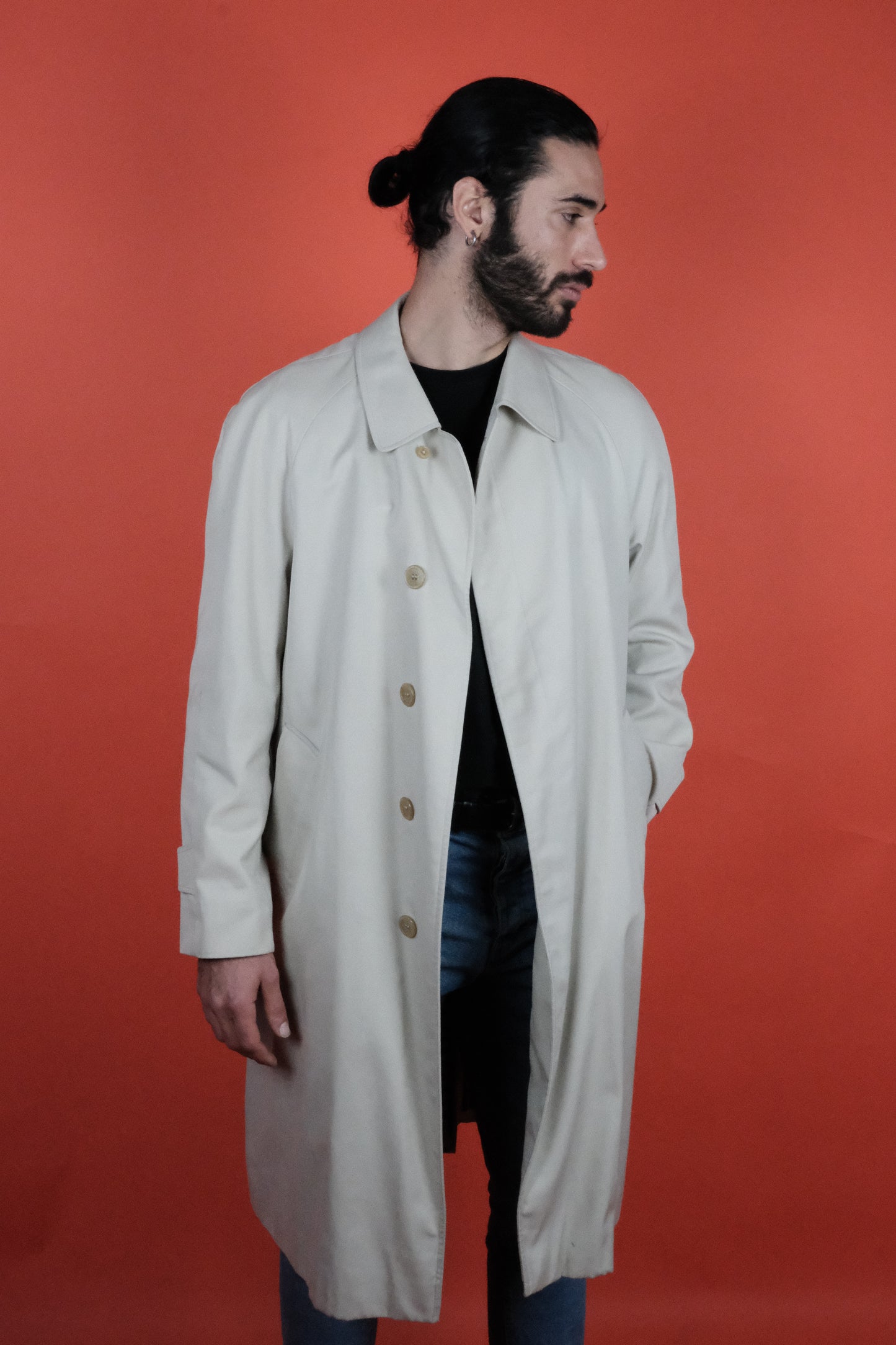 Aquascutum of London Long Coat Light Cream - vintage clothing clochard92.com