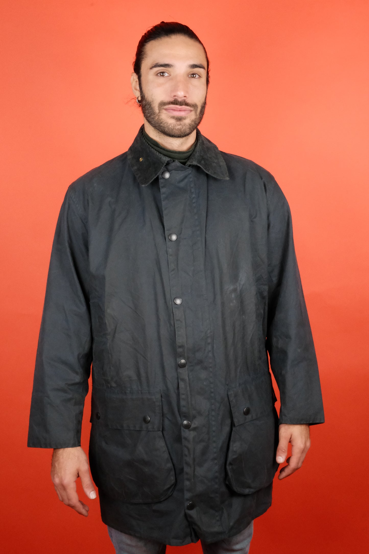 Barbour Border Navy 'M' C40/102 Wax Jacket - vintage clothing clochard92.com