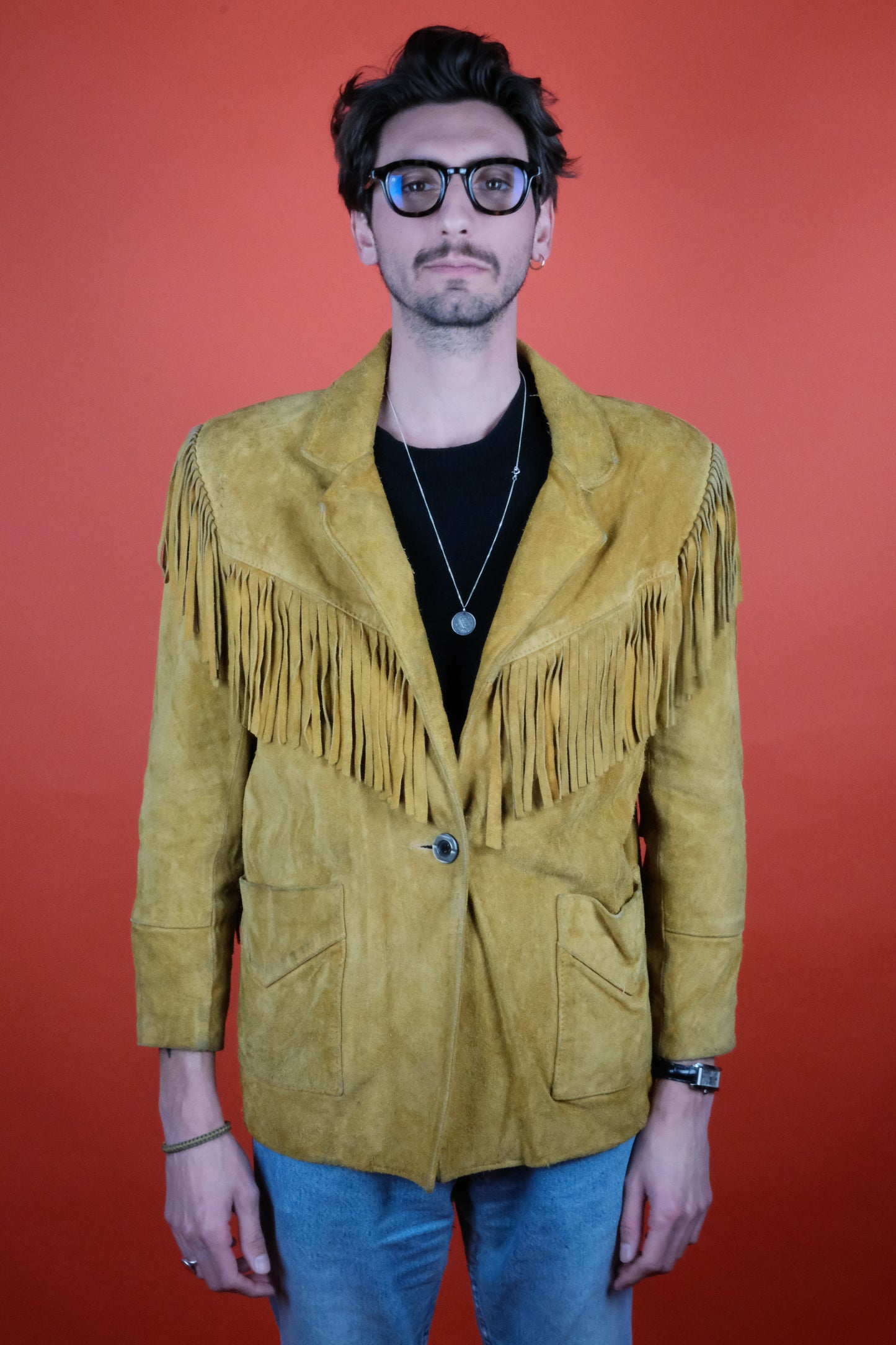 Fringe Suede Jacket 'M' Made in Argentina - vintage clothing clochard92.com