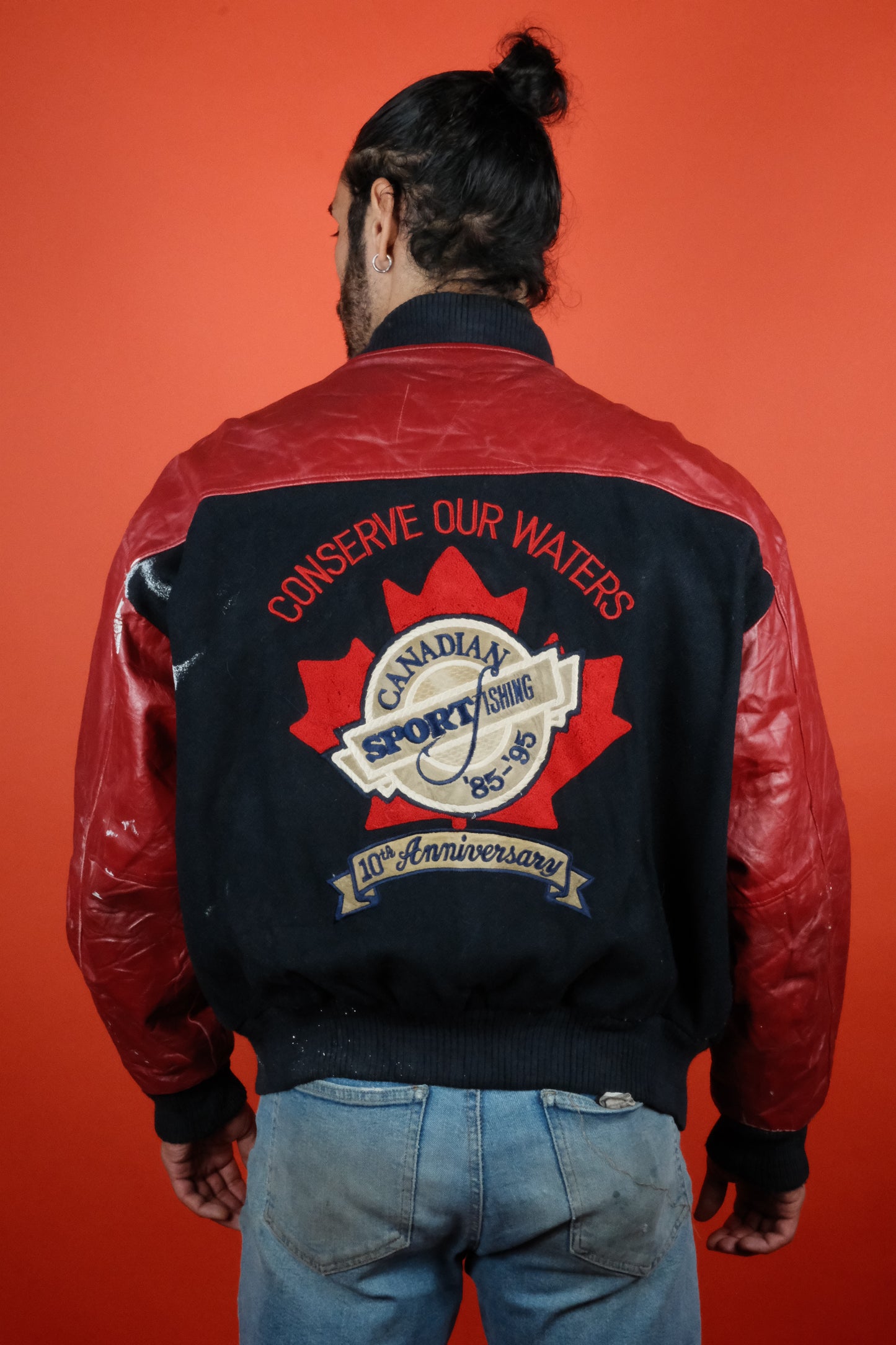 Varsity Jacket 'L' Canadian Sport Fishing 10th Anniversary '85-'95 - vintage clothing clochard92.com