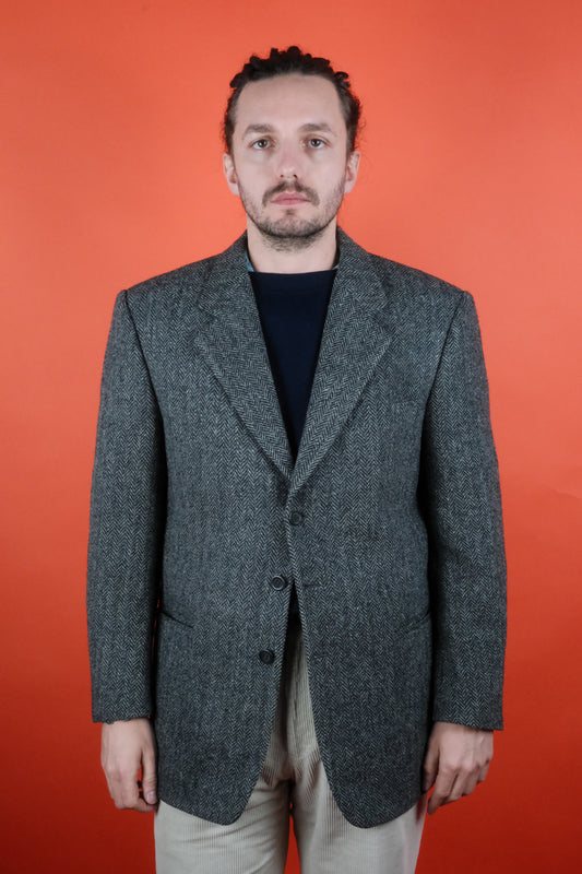 Harris Tweed Wool Grey Suit Jacket 'L' - vintage clothing clochard92.com