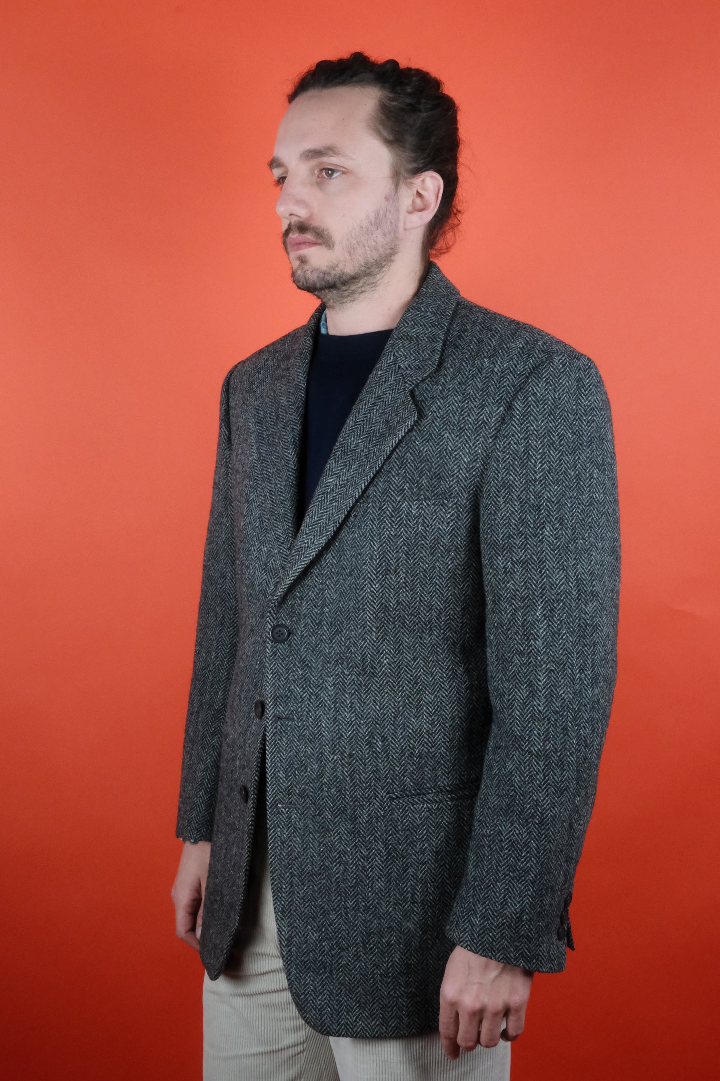 Harris Tweed Wool Grey Suit Jacket 'L' - vintage clothing clochard92.com