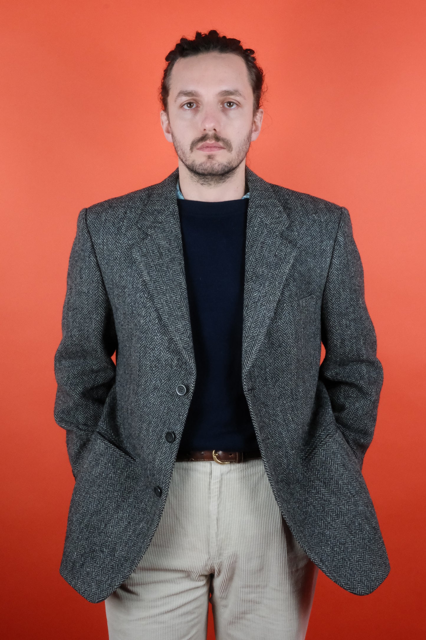 Harris Tweed Wool Grey Suit Jacket 'L' - vintage clothing clochard92.com