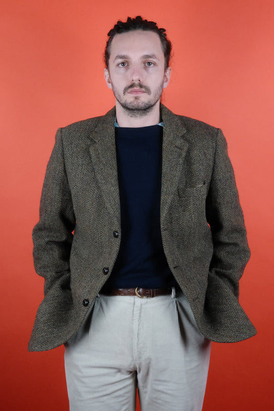 Dunn & Co Harris Tweed Wool Suit Jacket 'L' - vintage clothing clochard92.com