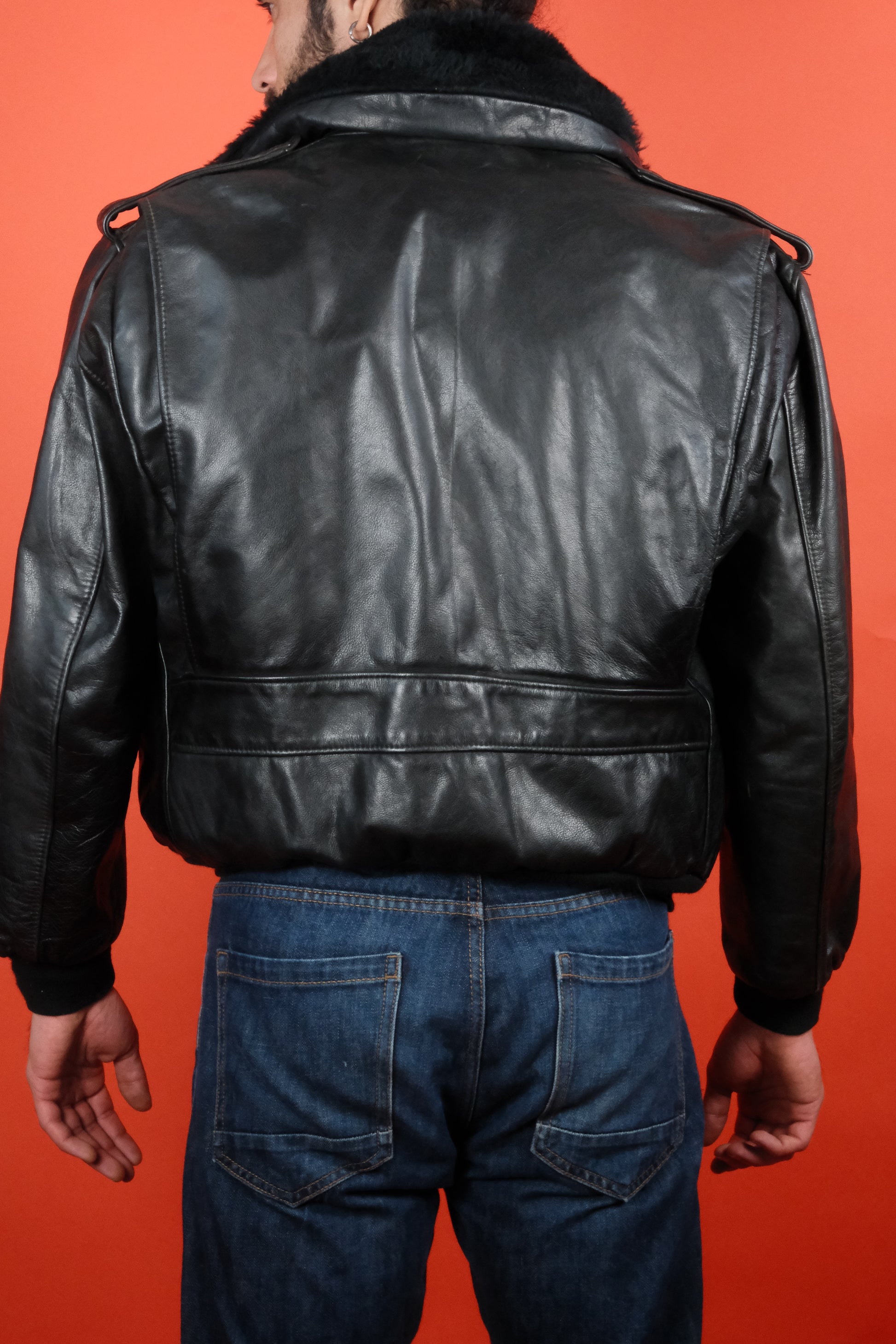 Type A-2 Leather Jacket w/ Detachable Warm Lining 'M/48' - vintage clothing clochard92.com