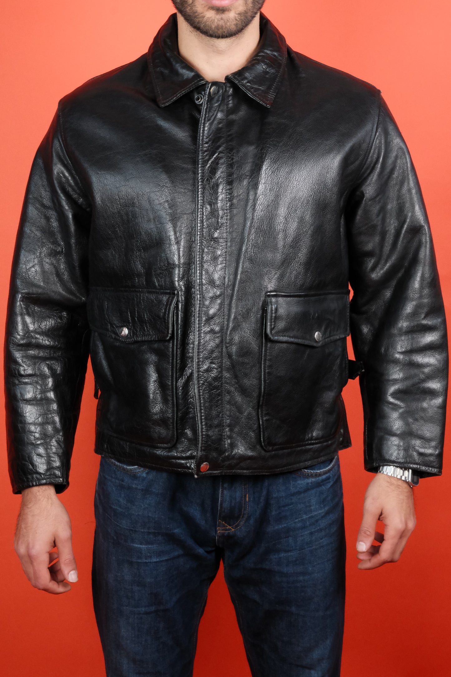Black Leather Jacket 'L' - vintage clothing clochard92.com