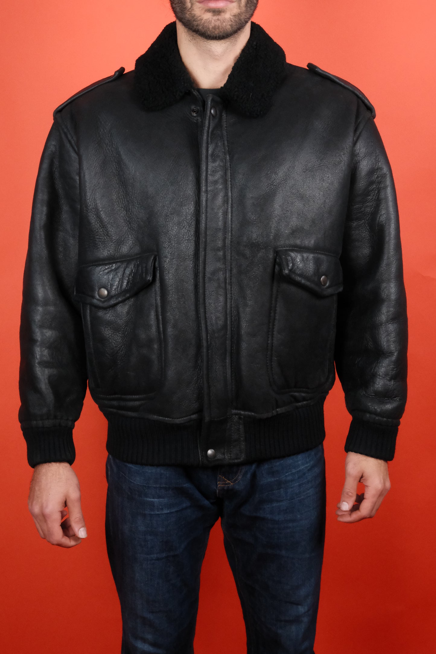 Shearling Leather Jacket Type A-2 'L/52' - vintage clothing clochard92.com