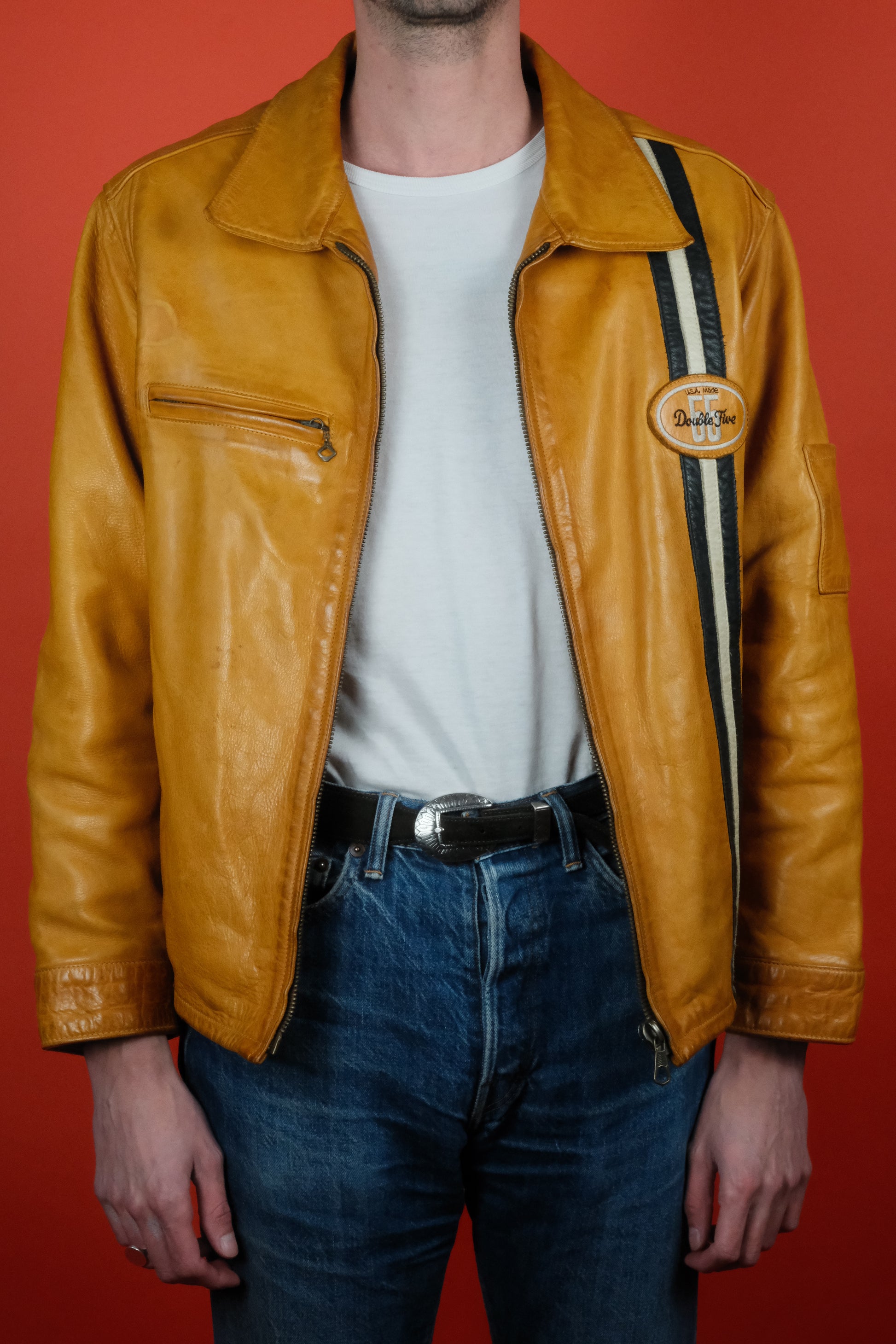Double Five Leather Jacket w/ Detachable Warm Lining Made in USA 'M' - vintage clothing clochard92.com