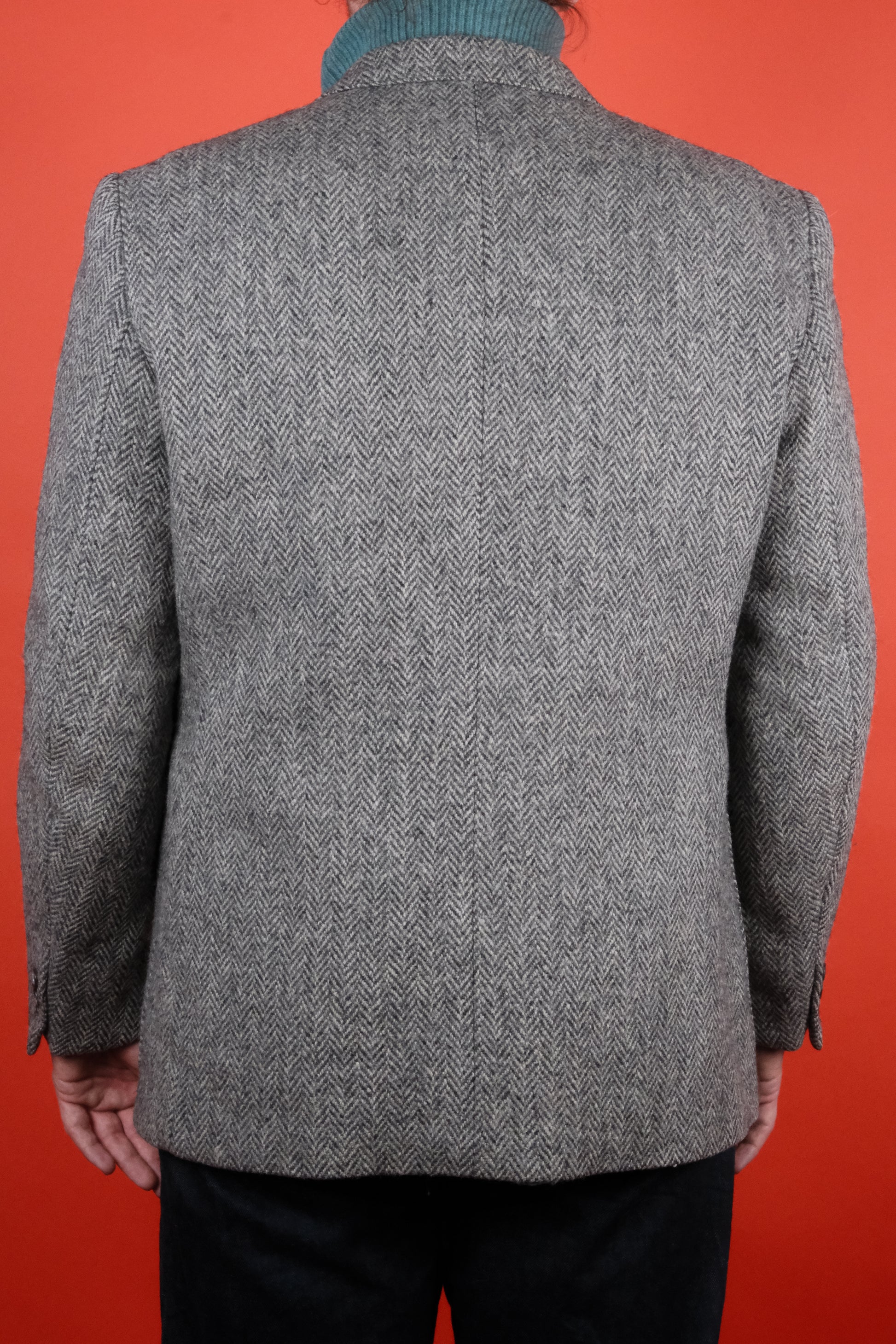 Grey Herringbone Harris Tweed Suit Jacket 'M' - vintage clothing clochard92.com
