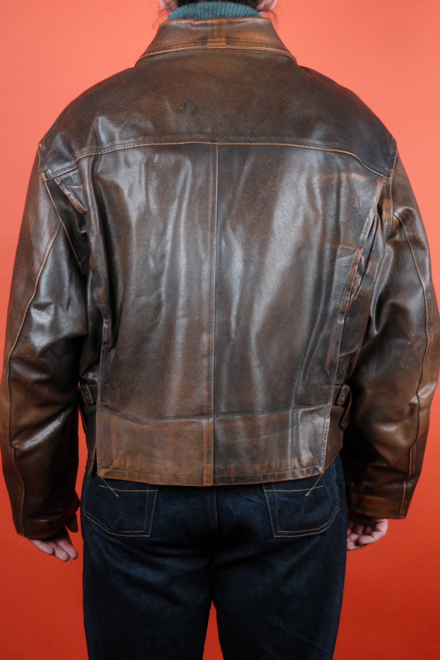 Polo Patina Brown Leather Jacket 'XL' - vintage clothing clochard92.com