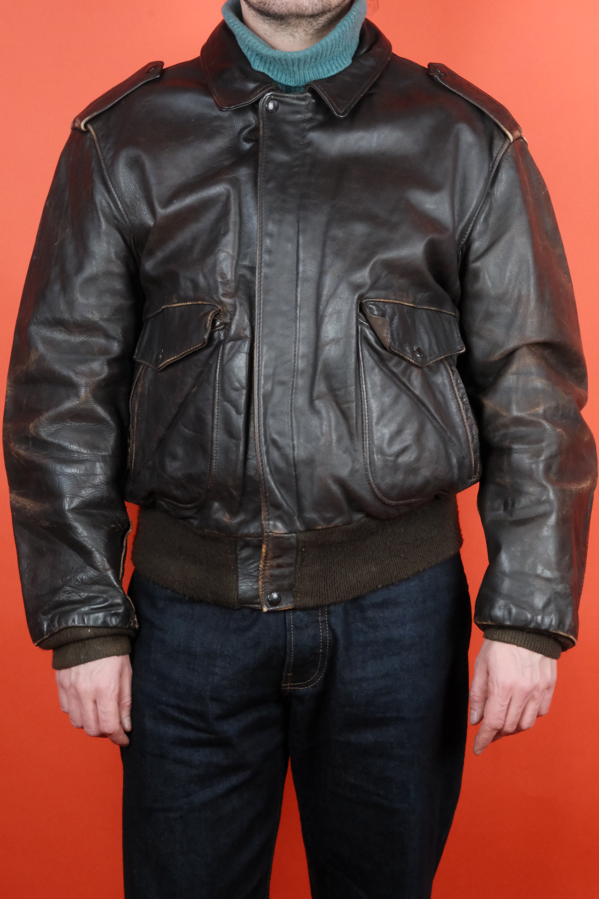Schott Leather Jacket Type2 Patina Brown 'L' - vintage clothing clochard92.com