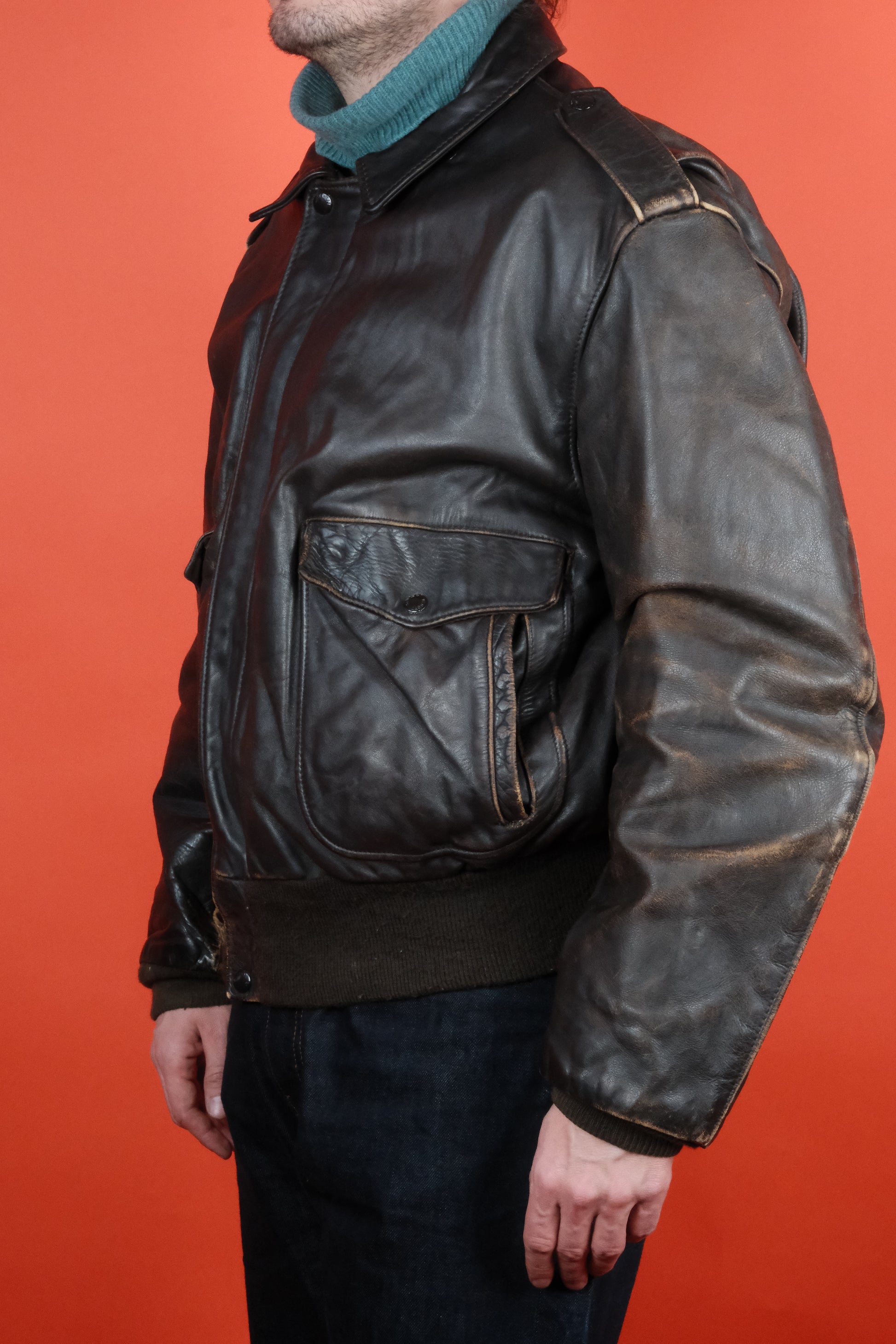 Schott Leather Jacket Type2 Patina Brown 'L' - vintage clothing clochard92.com