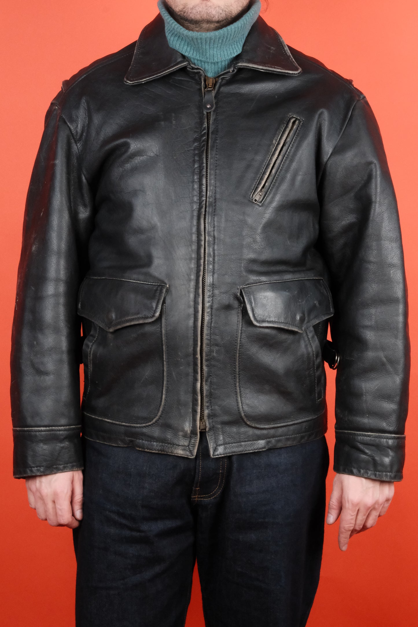 Rifle & Co. Black Leather Jacket 'M' - vintage clothing clochard92.com