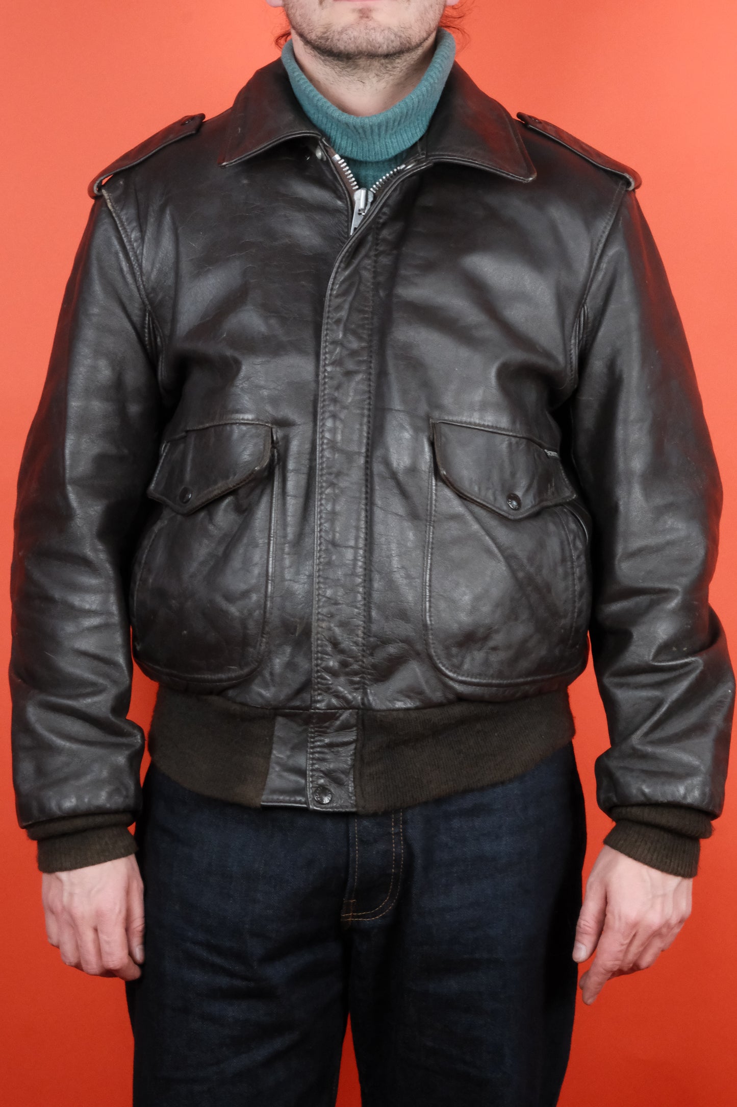 Schott 584 SM Leather Jacket Type A-2 'L/44' - vintage clothing clochard92.com