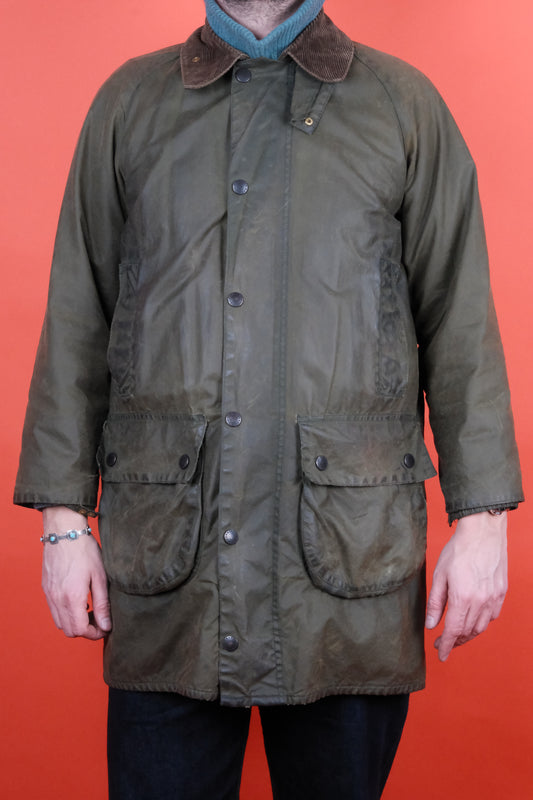 Barbour Gamefair Green Wax Jacket 'S/C38' - vintage clothing clochard92.com