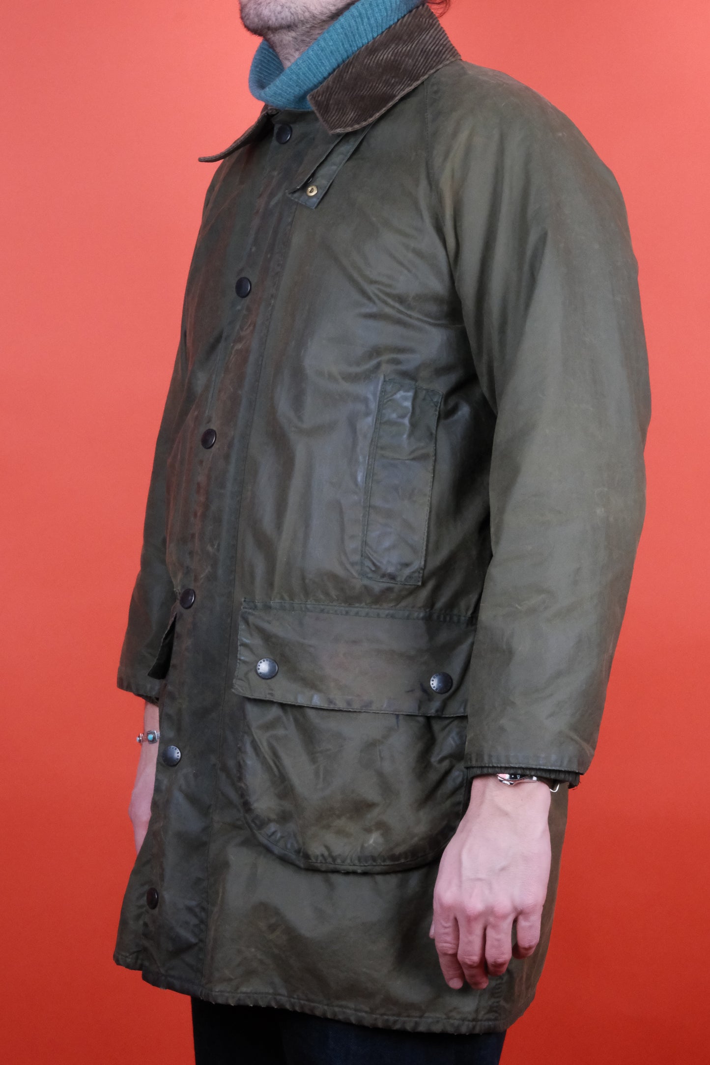Barbour Gamefair Green Wax Jacket 'S/C38' - vintage clothing clochard92.com