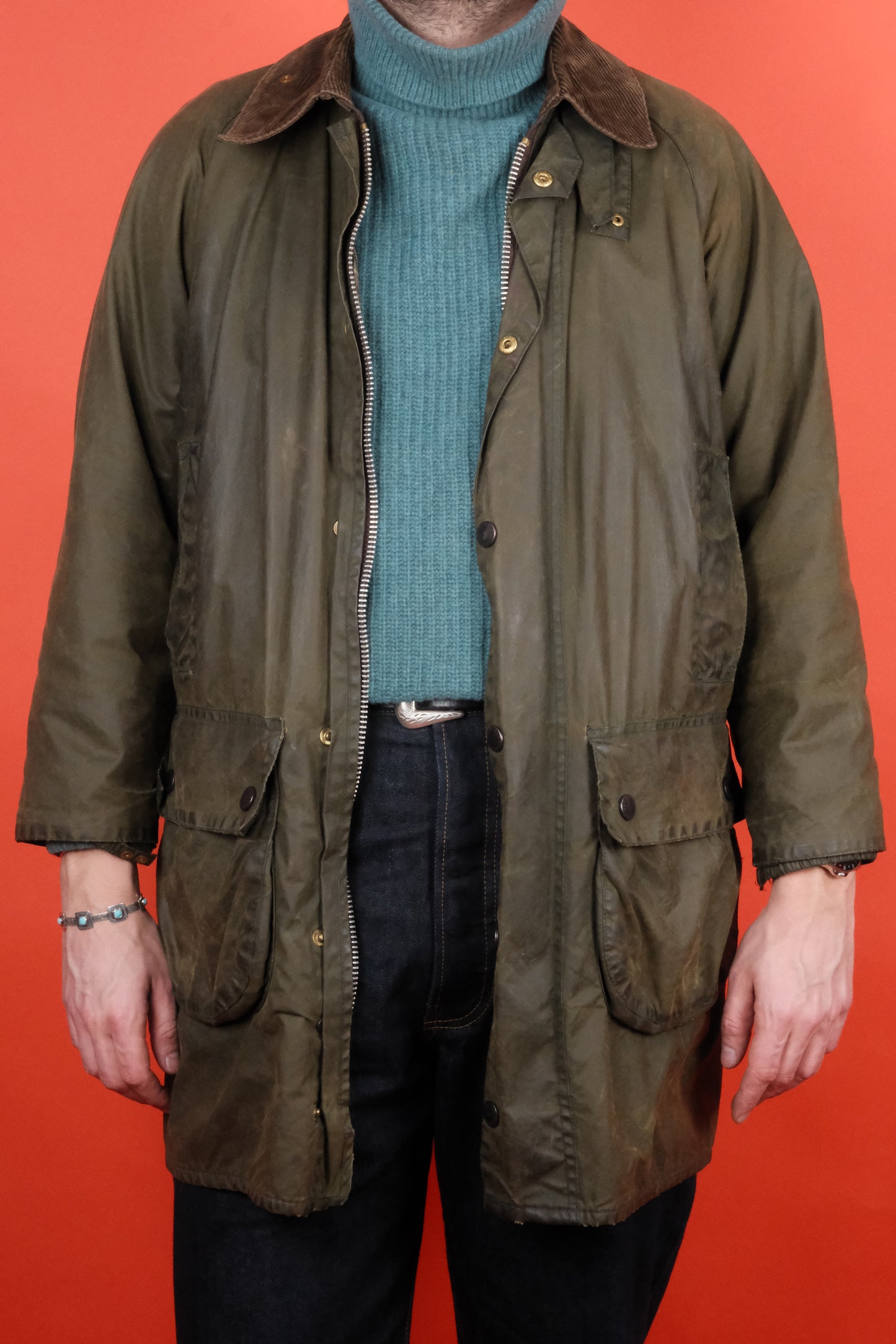 Barbour Gamefair Green Wax Jacket 'S/C38' - vintage clothing clochard92.com