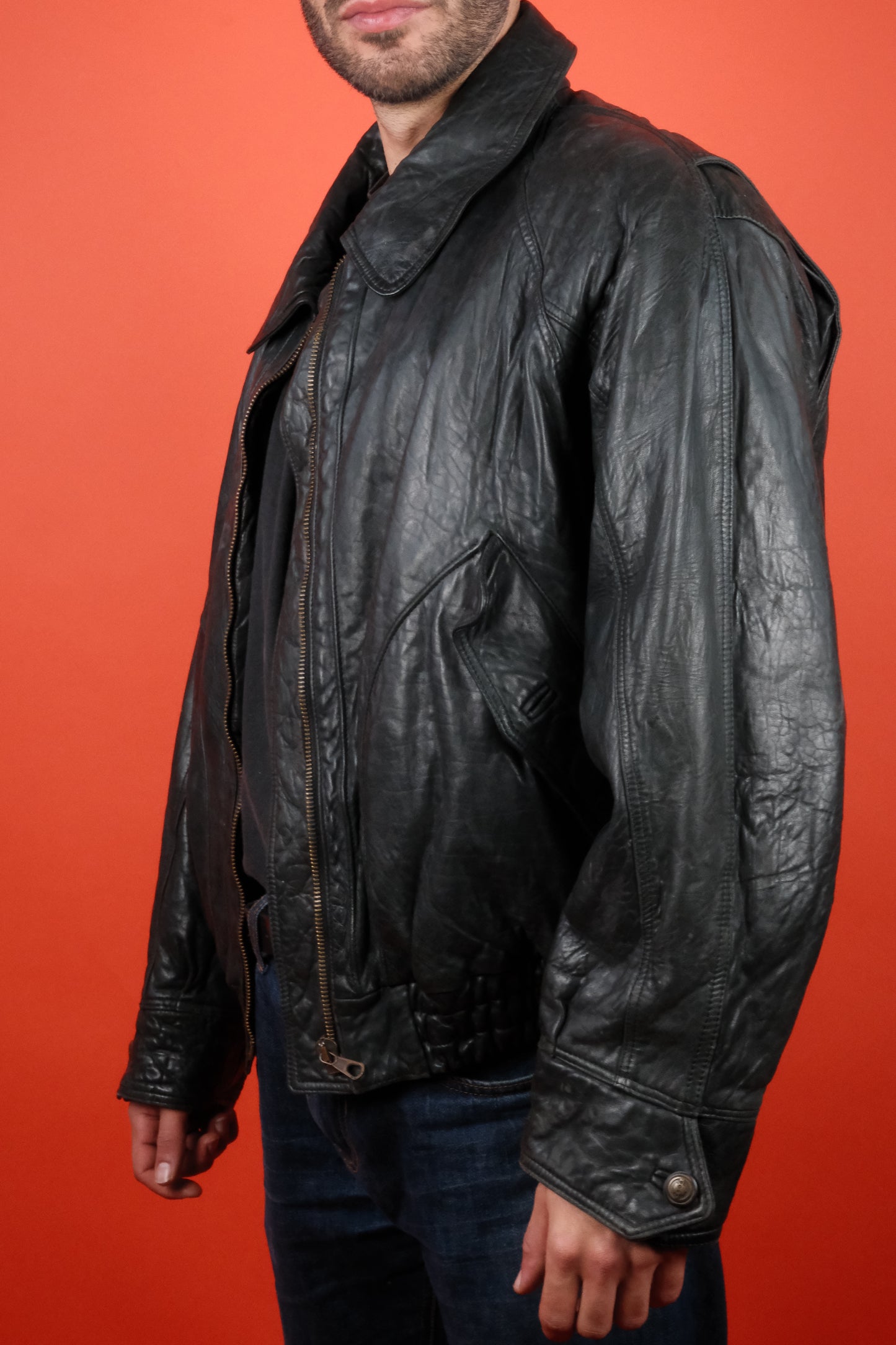 Hugo Boss Leather Jacket 'L/52' - vintage clothing clochard92.com