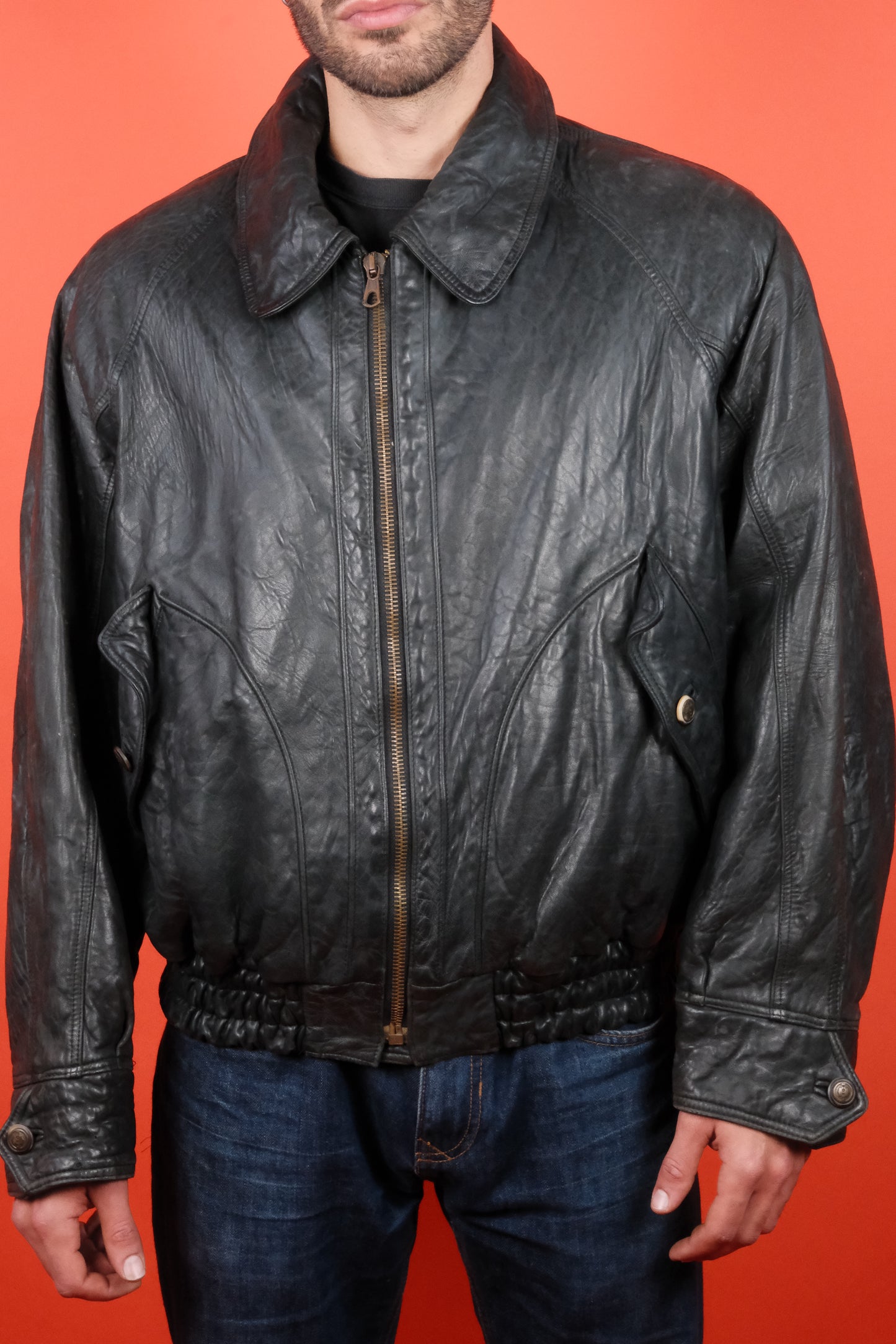 Hugo Boss Leather Jacket 'L/52' - vintage clothing clochard92.com
