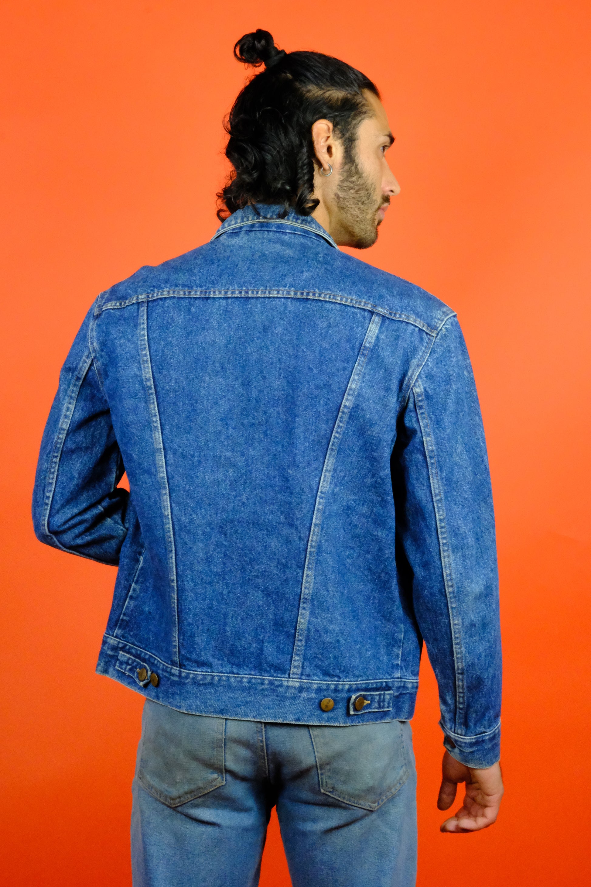 Wrangler Faded Dark Blue Denim Jacket 'L' - vintage clothing clochard92.com