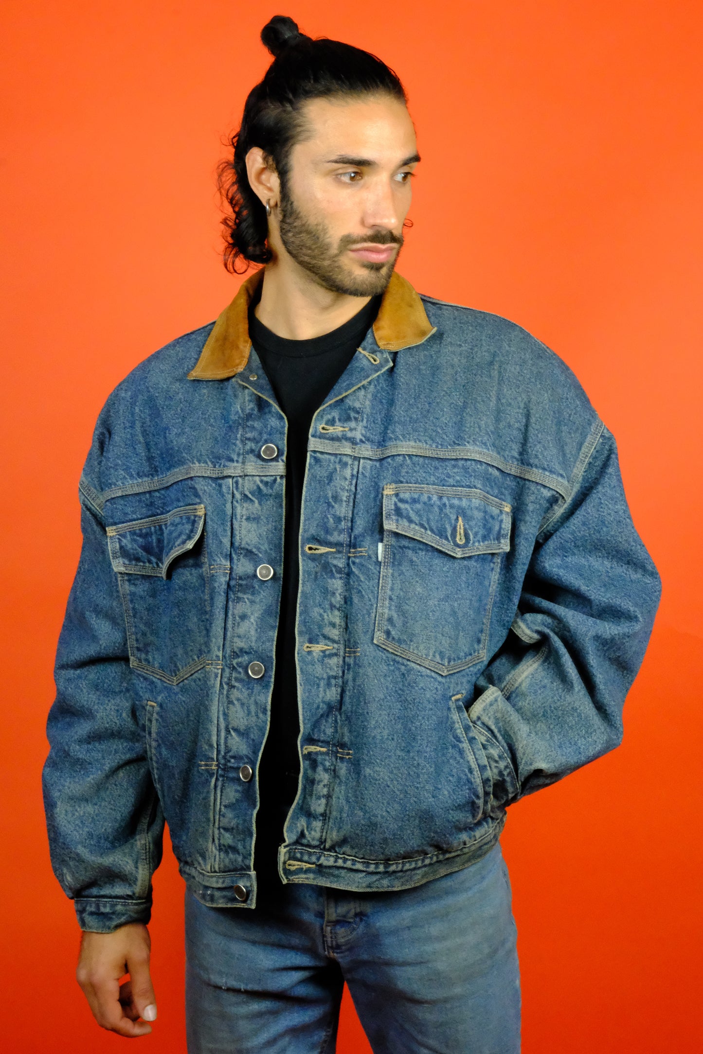 Levi's 'Silver Tab' Denim Trucker Jacket w/ Lining Corduroy Collar - vintage clothing clochard92.com