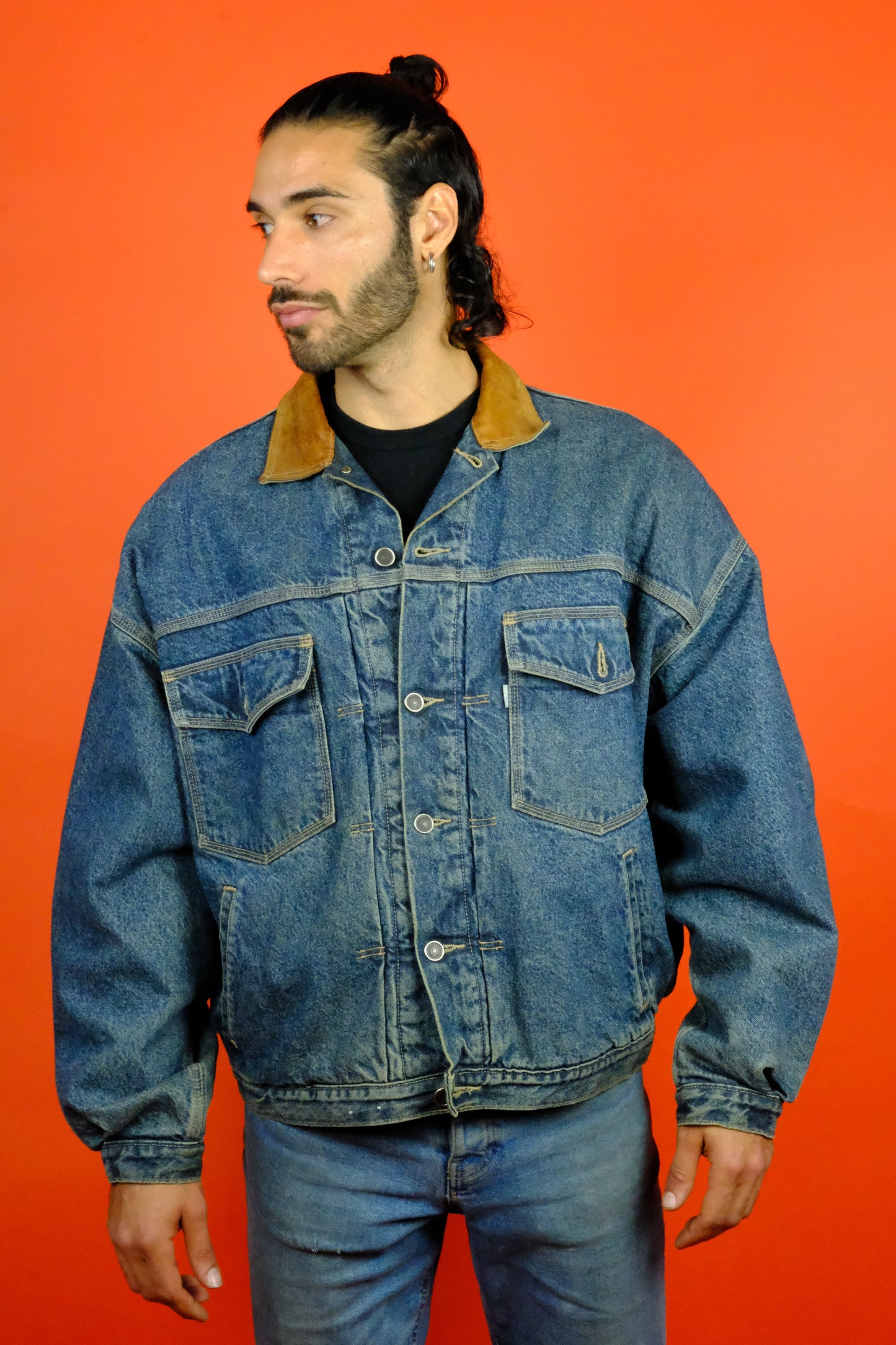 Levi's 'Silver Tab' Denim Trucker Jacket w/ Lining Corduroy Collar - vintage clothing clochard92.com