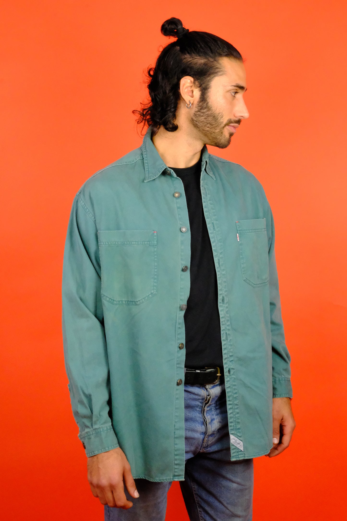 Levi's Green Denim Shirt 'M' - vintage clothing clochard92.com