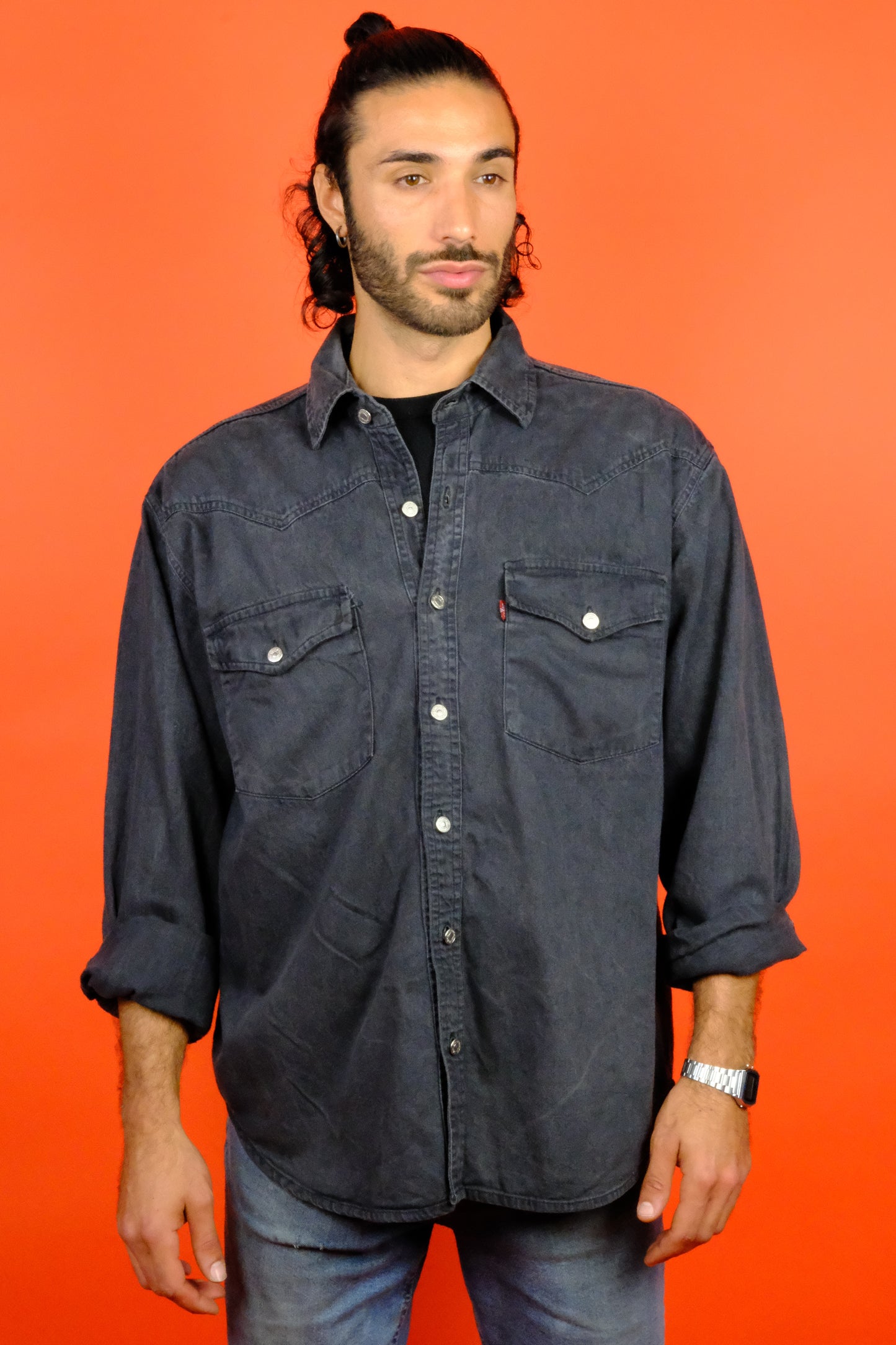 Levi's Black Denim Shirt 'L' - vintage clothing clochard92.com