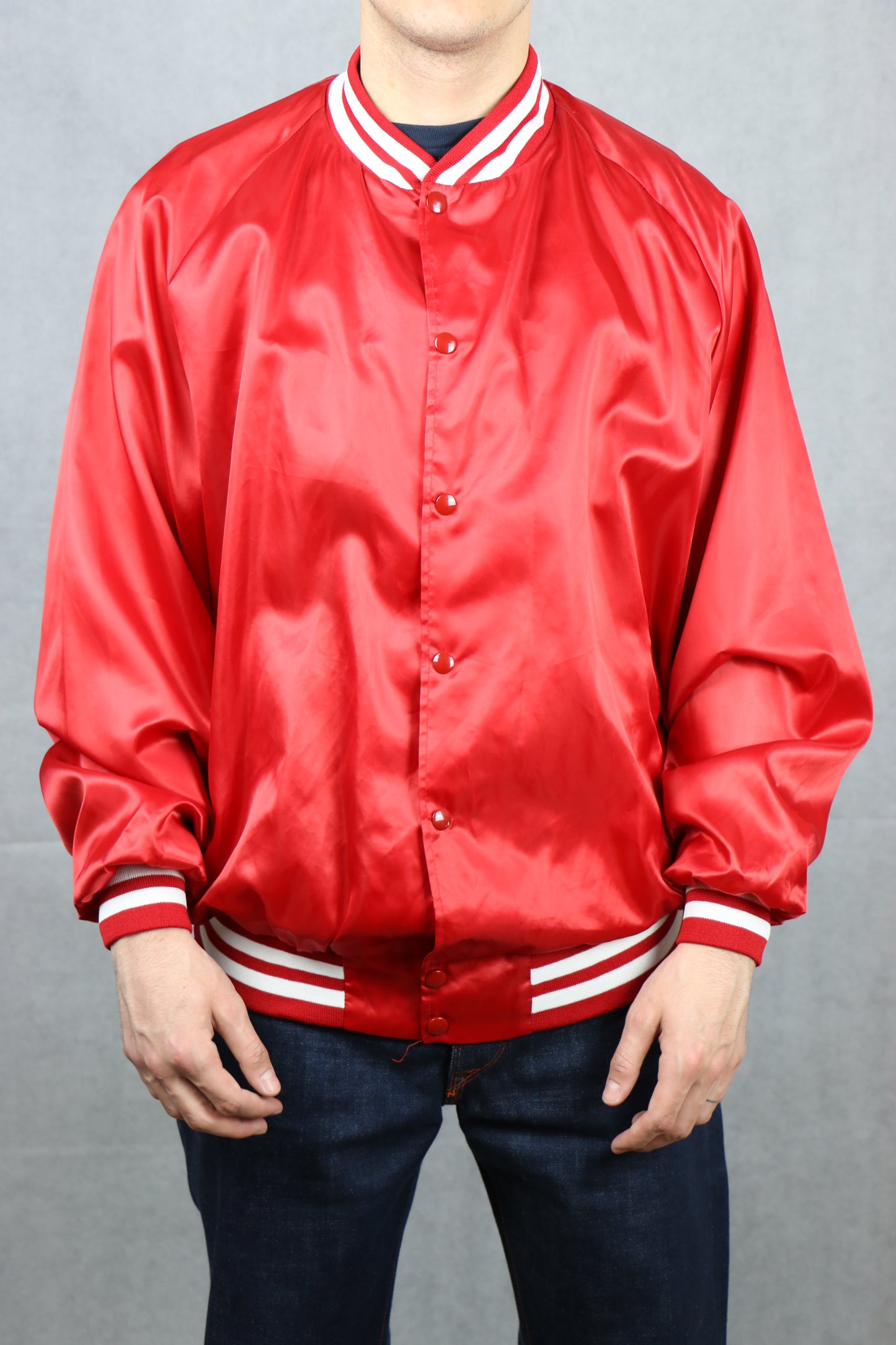 Satin Red Bomber Jacket (Flyin) - vintage clothing clochard92.com