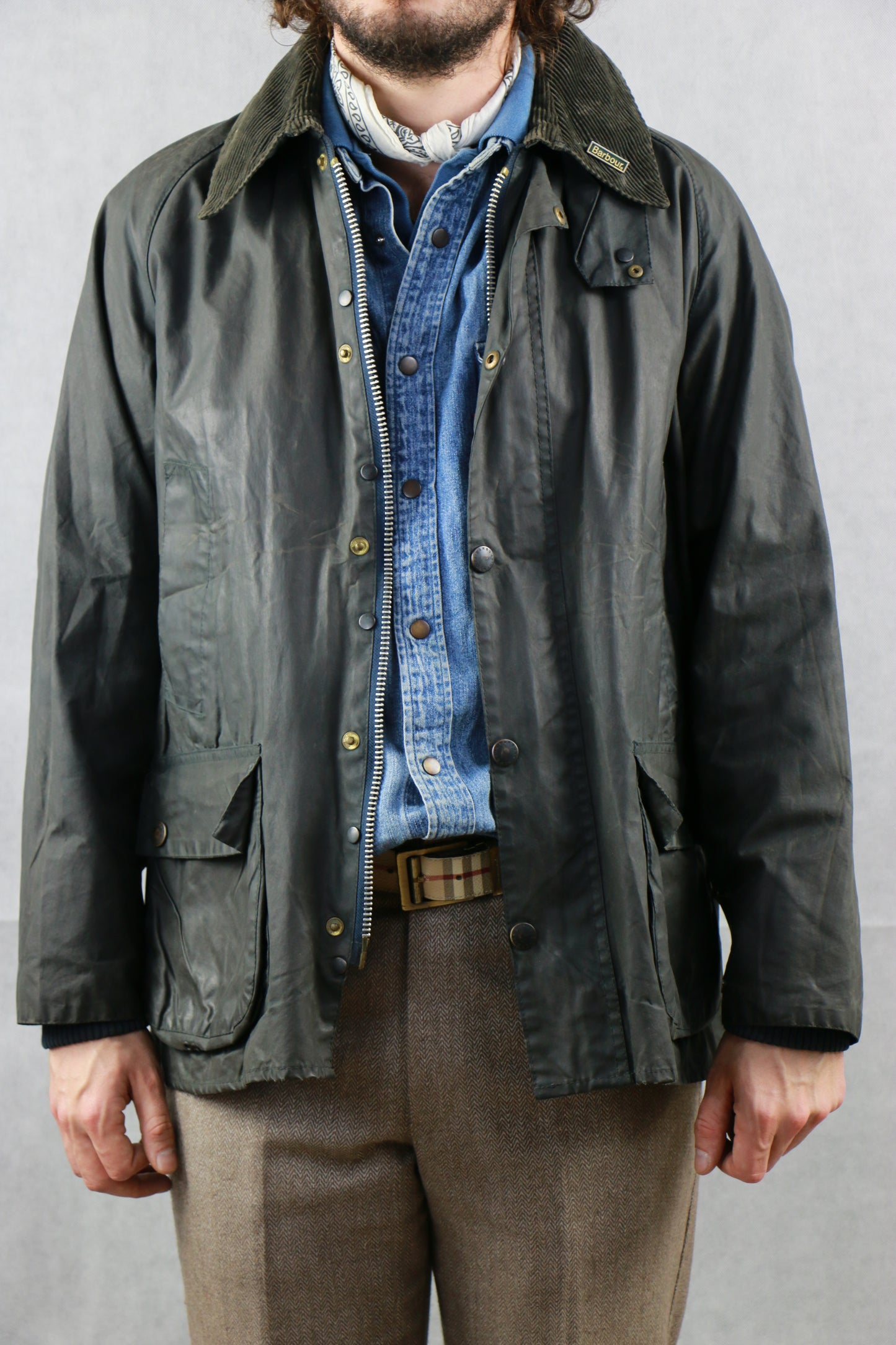 Barbour Bedale Jacket Blue Wax - vintage clothing clochard92.com