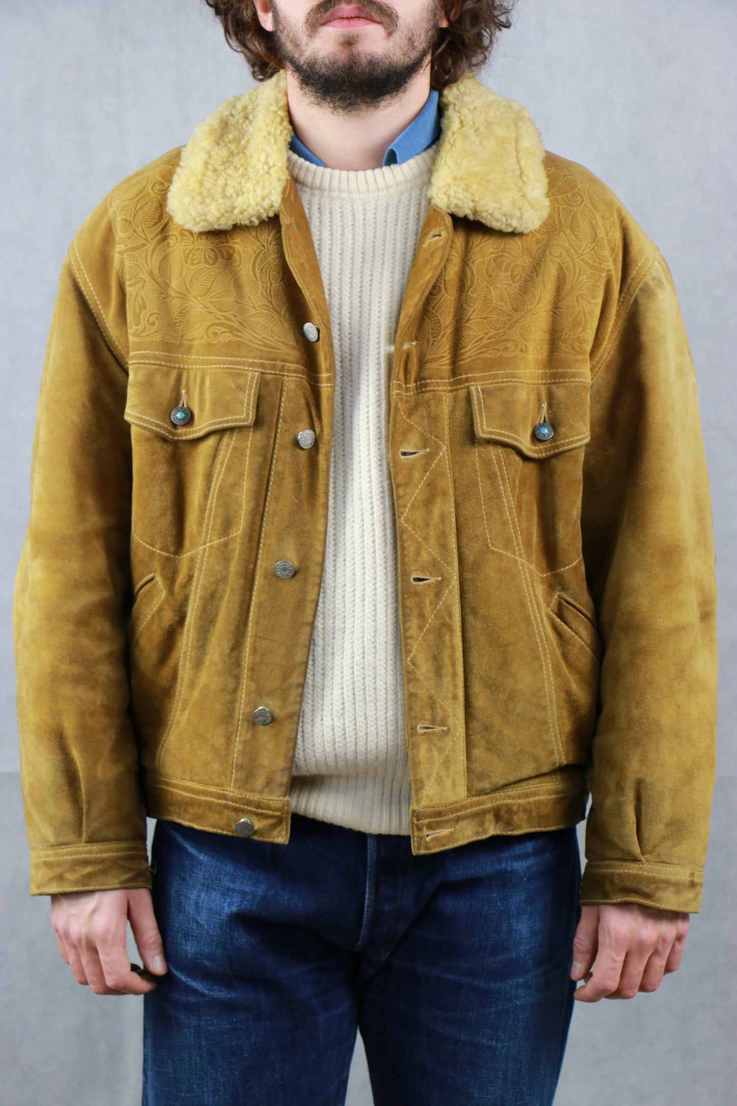 Turquoise Tribes Shearling Lining Jacket, clochard92.com