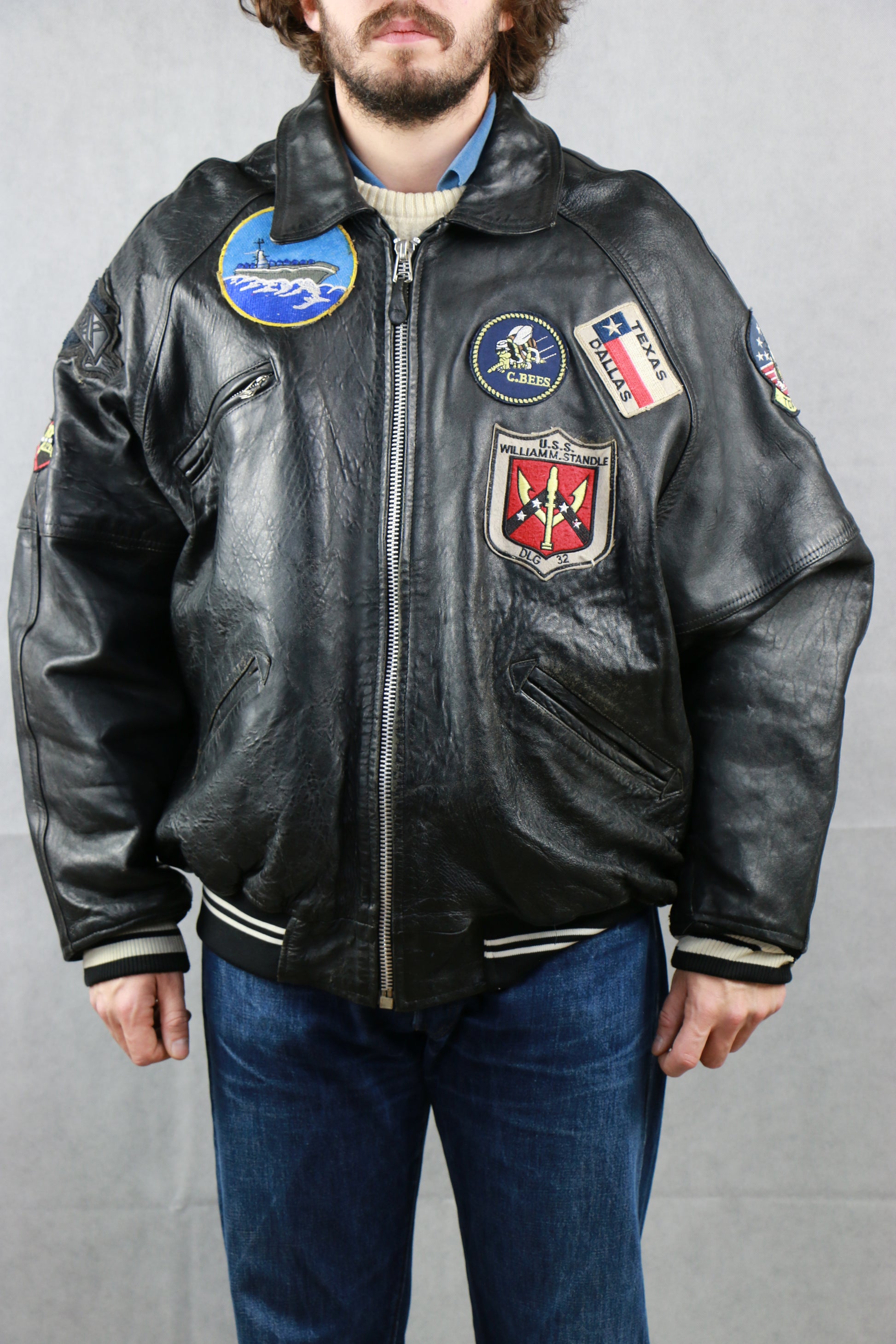 Avirex Varsity Leather Jacket - vintage clothing clochard92.com