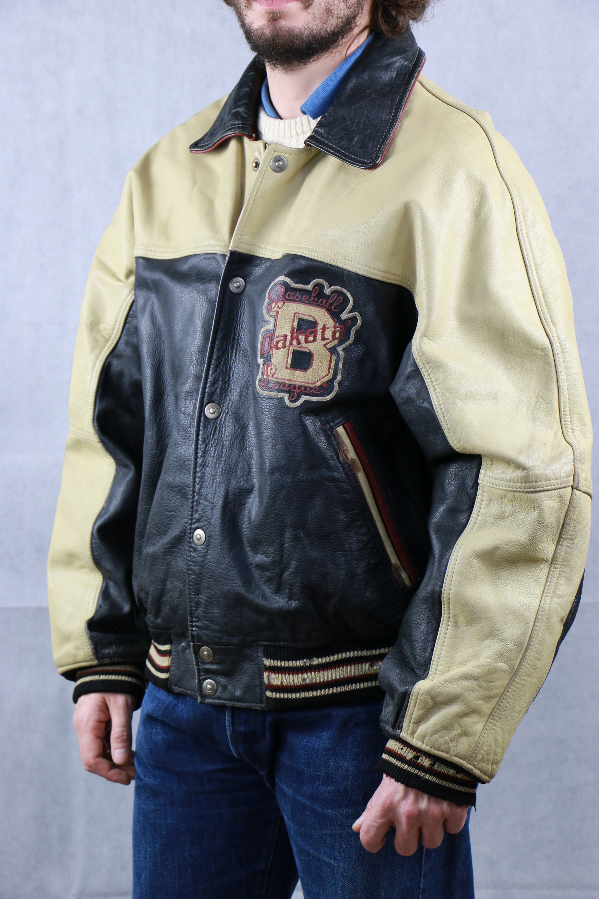 Leather Varsity Jacket - vintage clothing clochard92.com