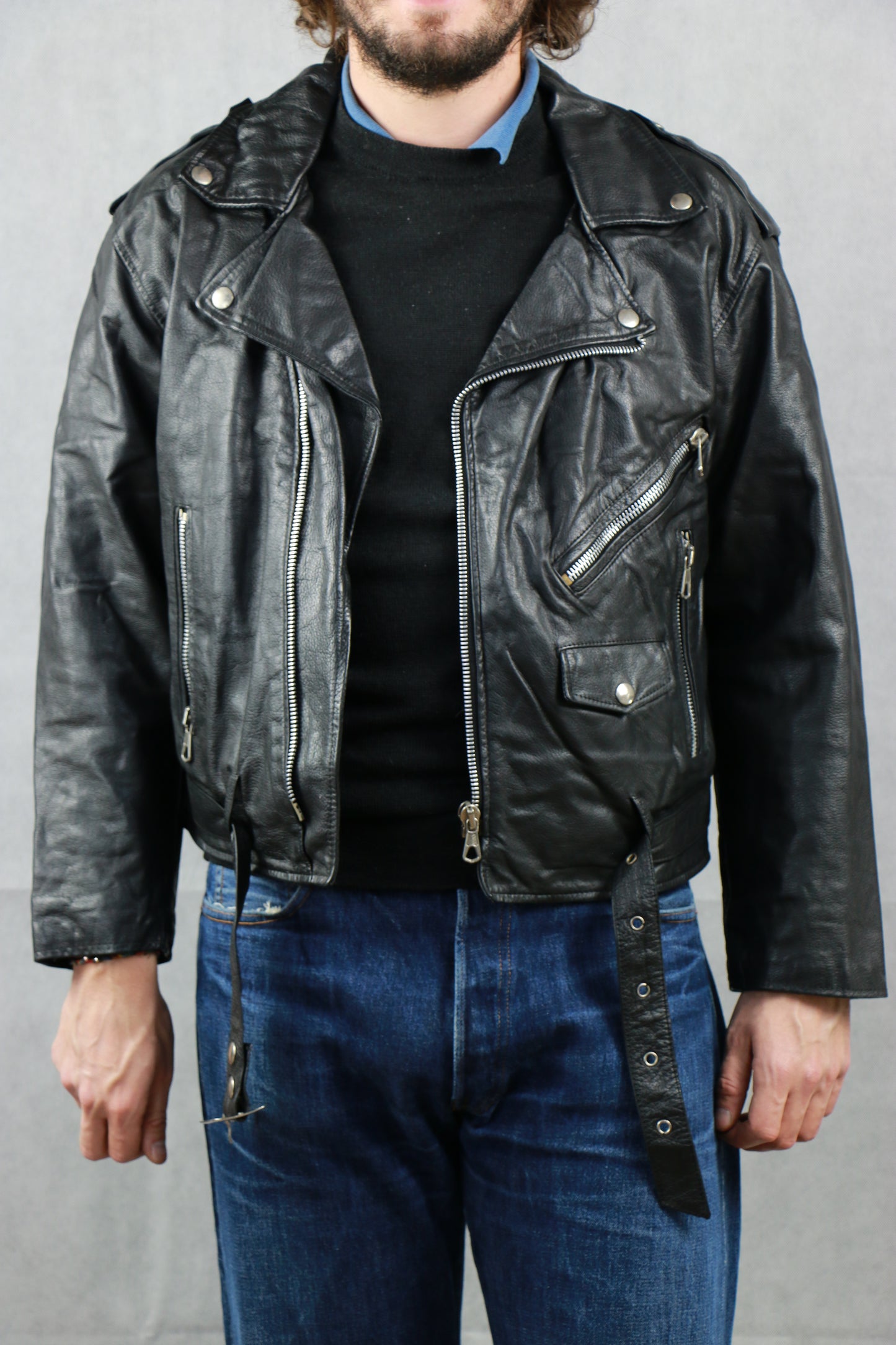 North Dakota Biker Leather Jacket, clochard92.com