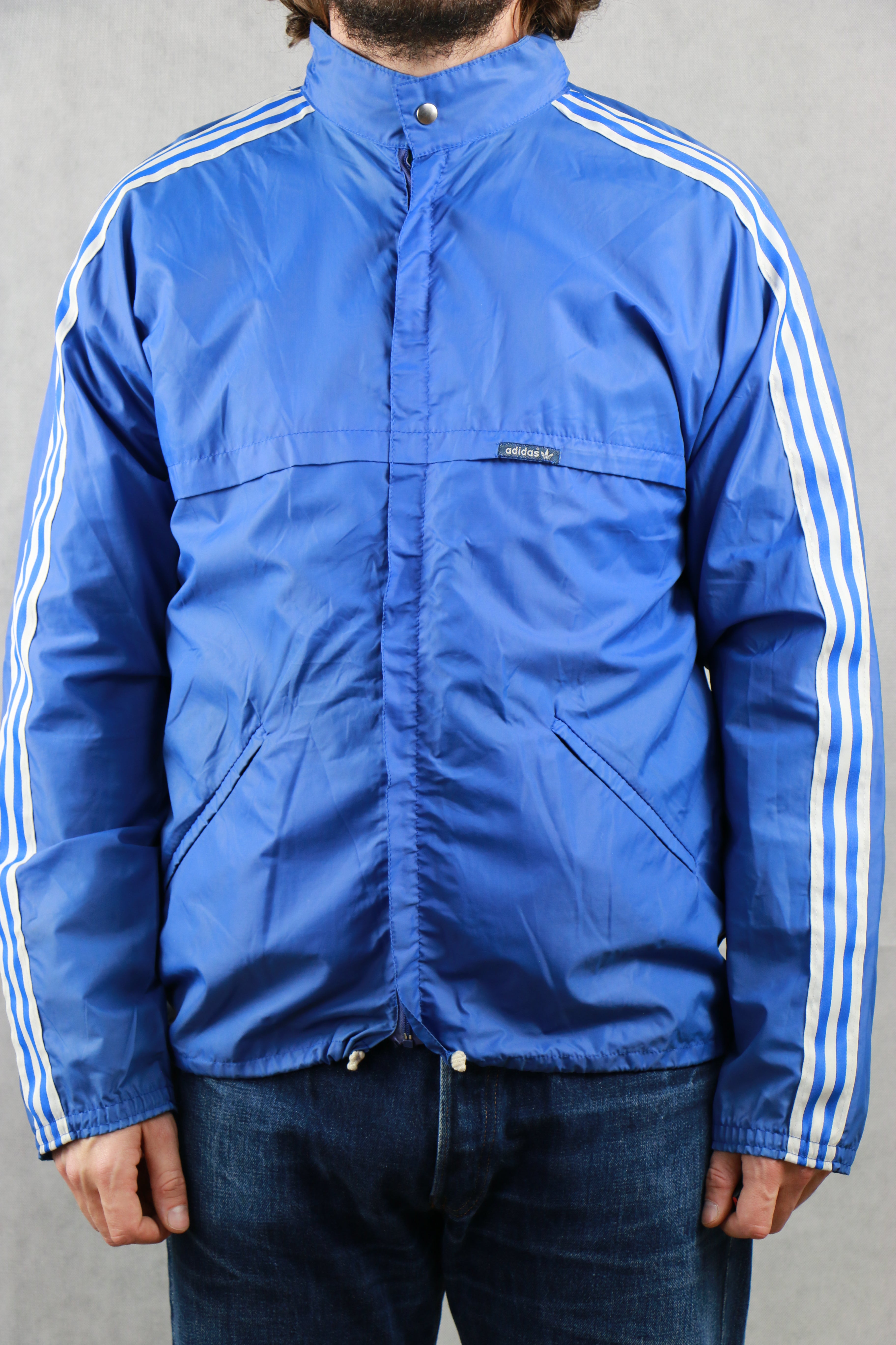 Adidas rain jacket blue sales