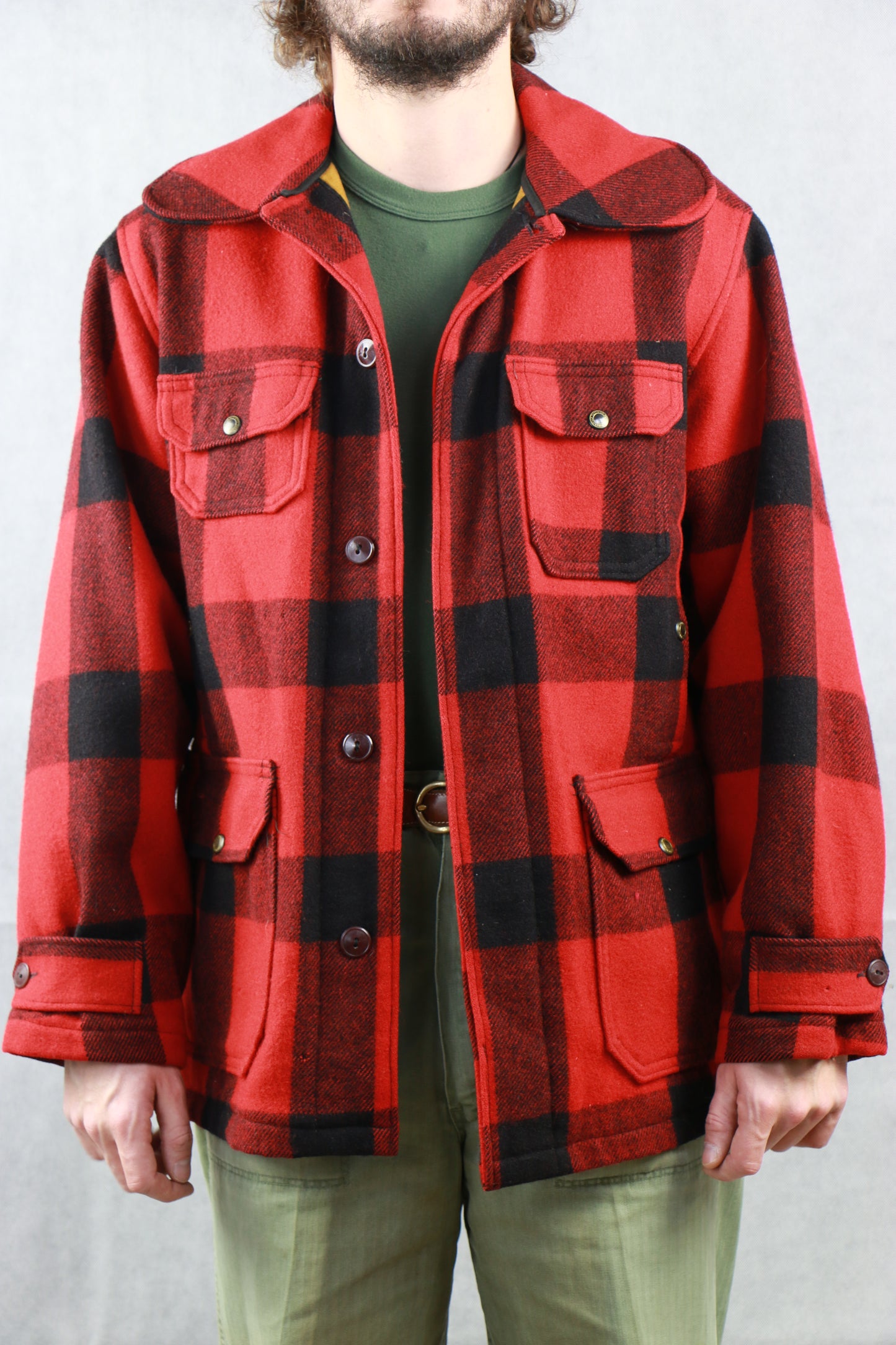 Woolrich Red and Black Plaid Jacket 60s, clochard92.com