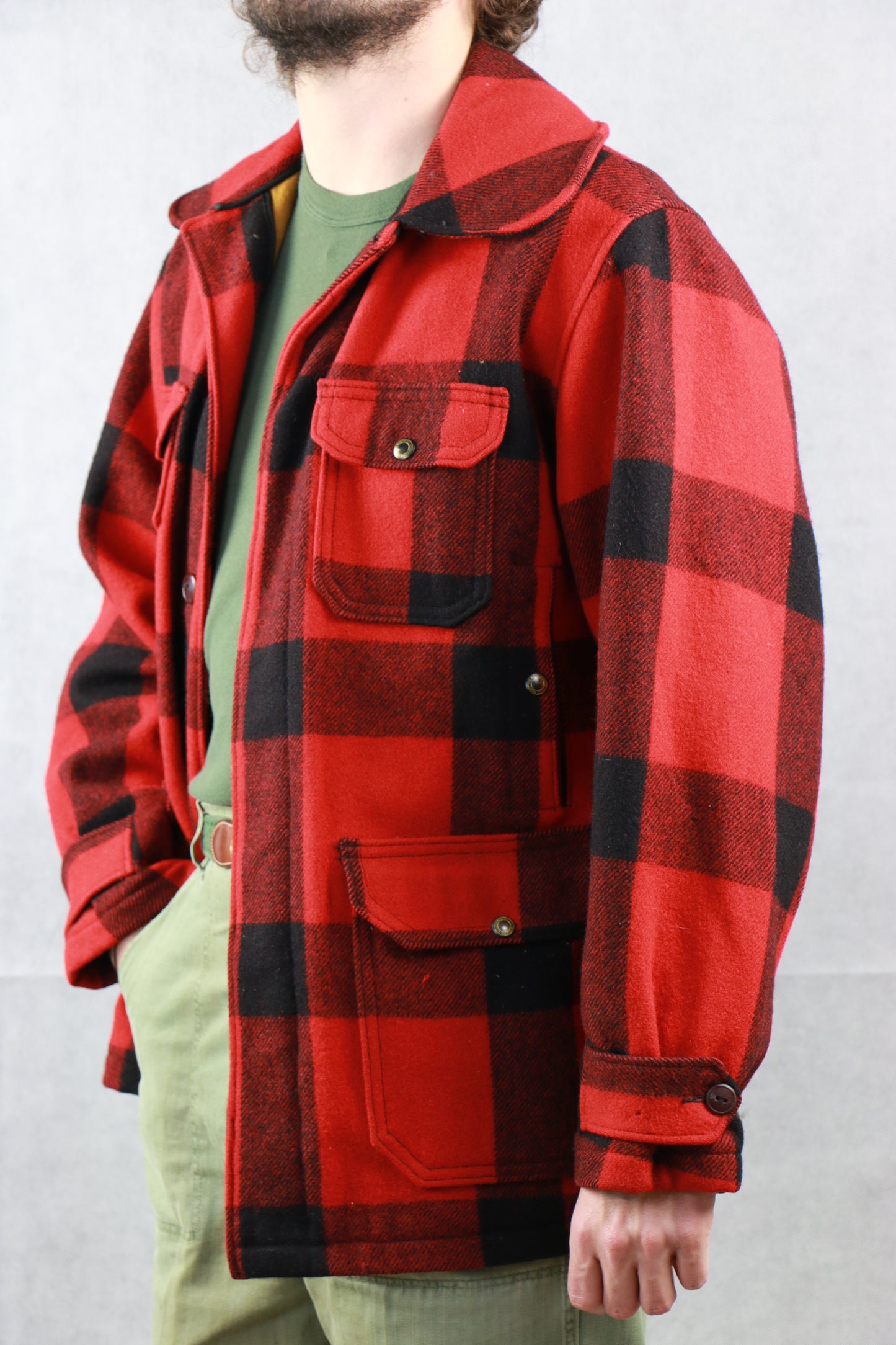 Woolrich Red and Black Plaid Jacket 60s, clochard92.com