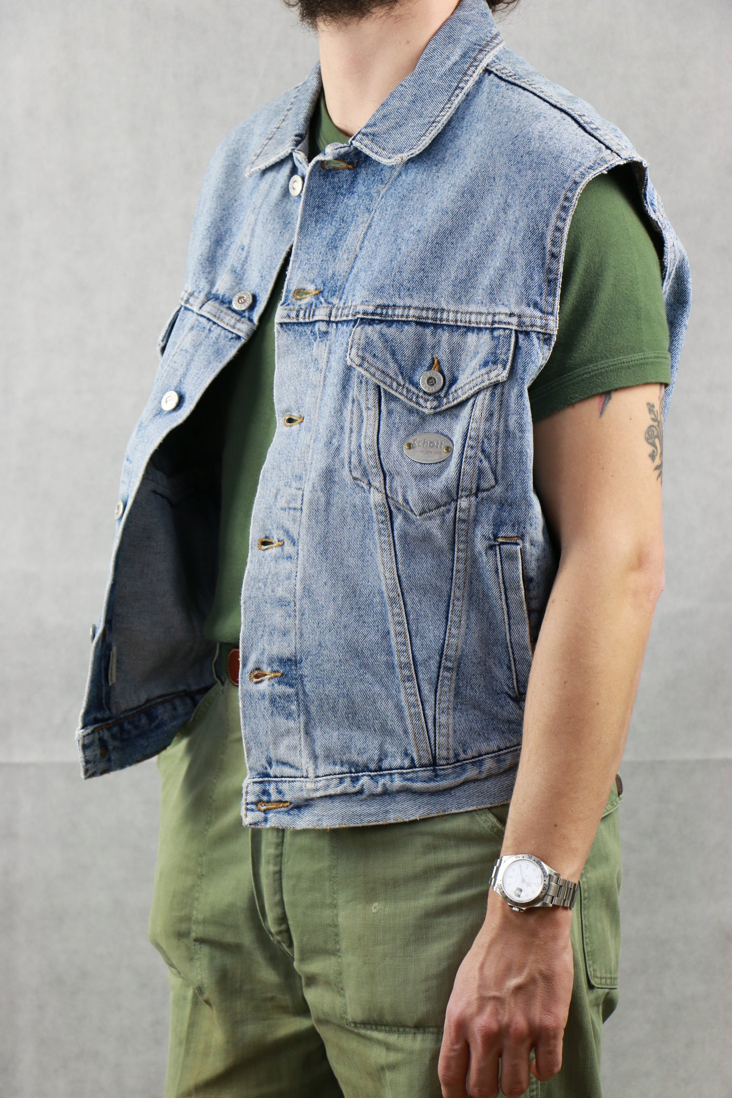 Schott 8009 Denim Vest, vintage store clochard92.com