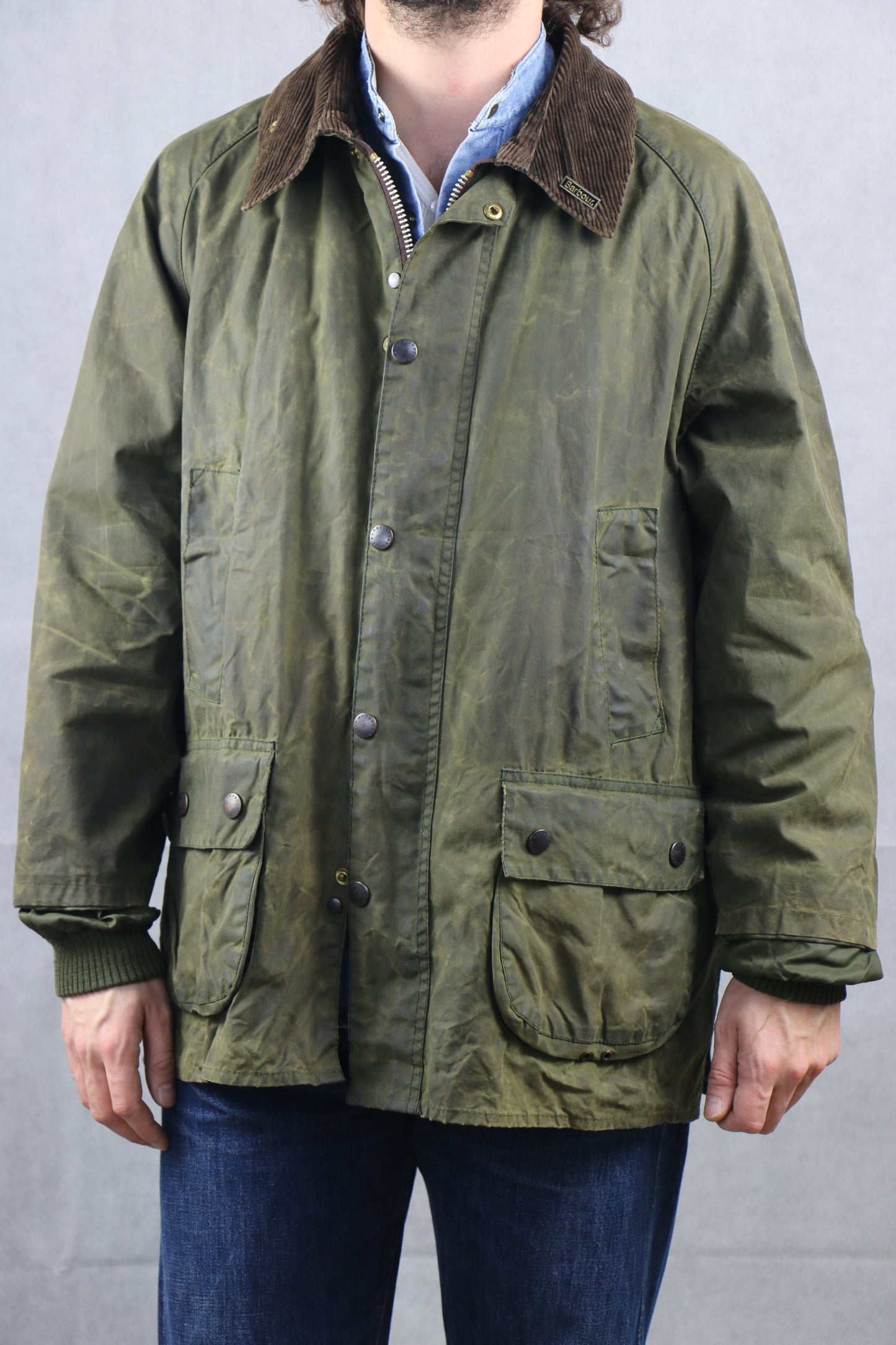 Barbour 'Bedale' C46 Wax Jacket Military Green - vintage clothing clochard92.com