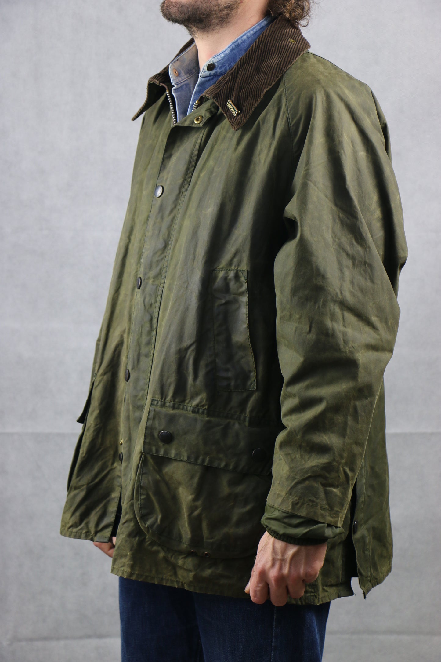 Barbour 'Bedale' C46 Wax Jacket Military Green - vintage clothing clochard92.com