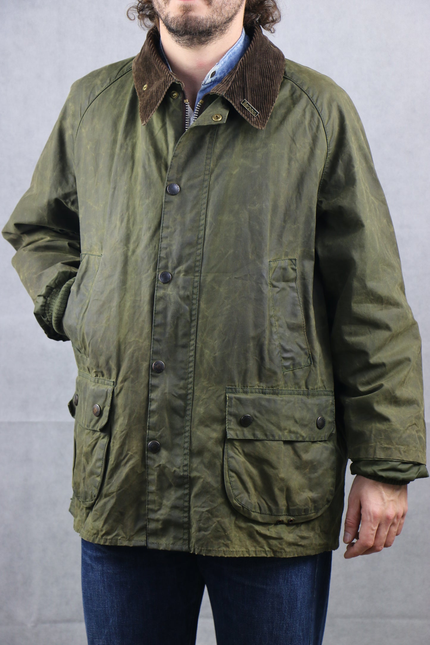 Barbour 'Bedale' C46 Wax Jacket Military Green - vintage clothing clochard92.com