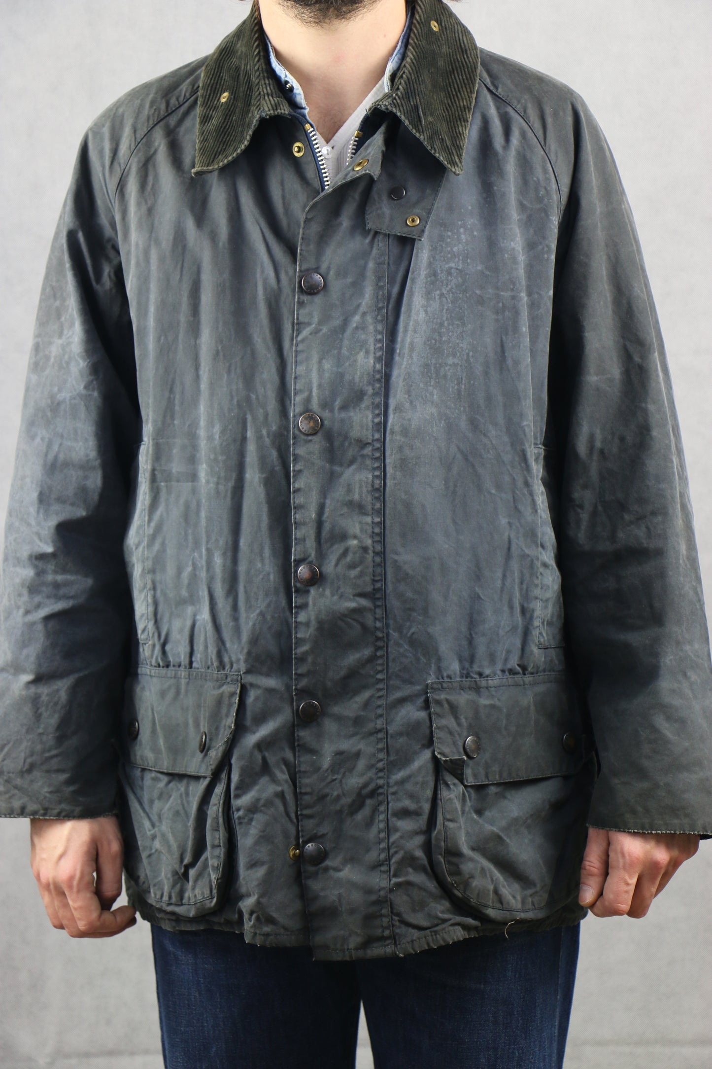 Barbour 'Beaufort' C44 Wax Jacket Blue - vintage clothing clochard92.com