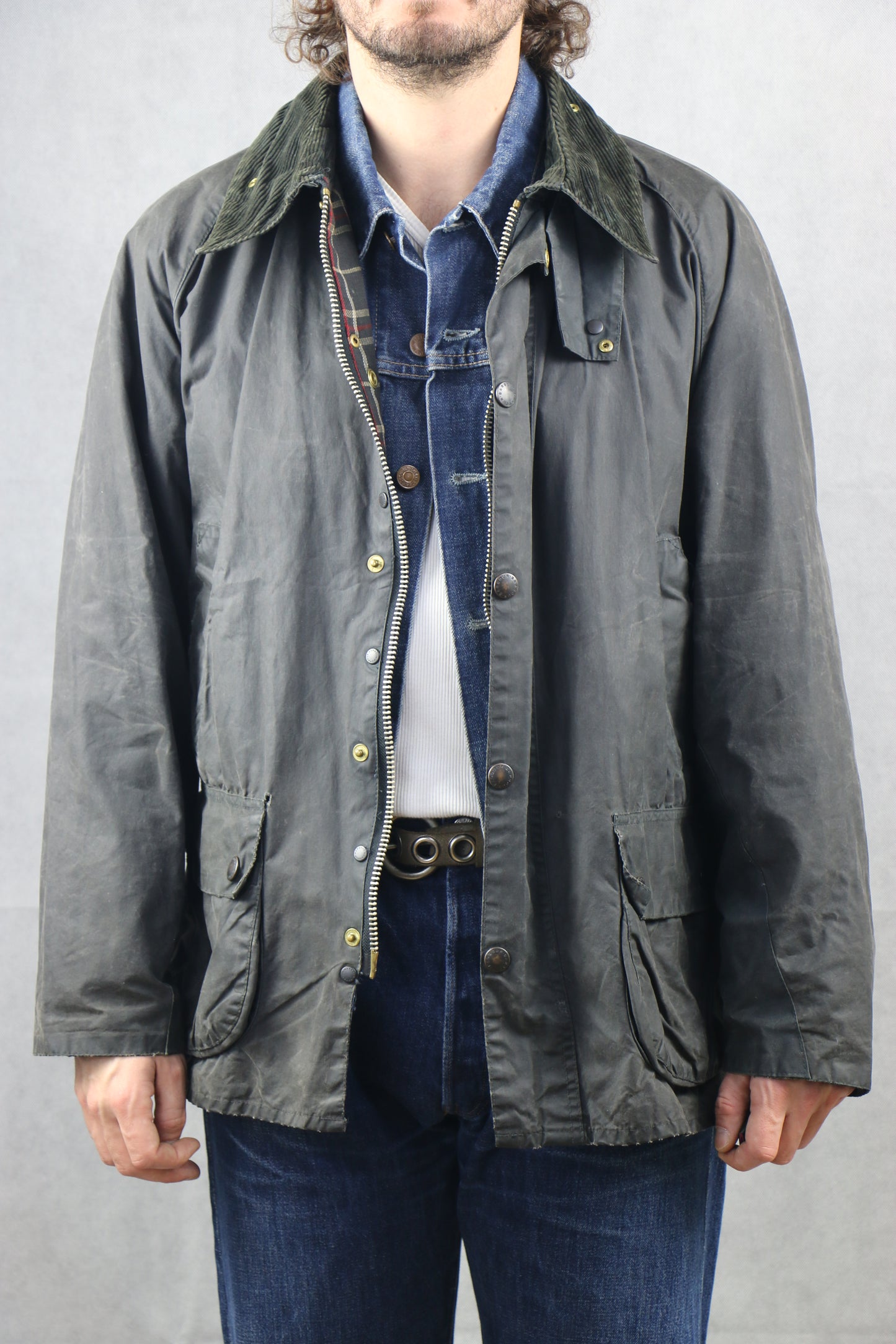 Barbour 'Bedale' C48 Wax Jacket washed blue - vintage clothing clochard92.com