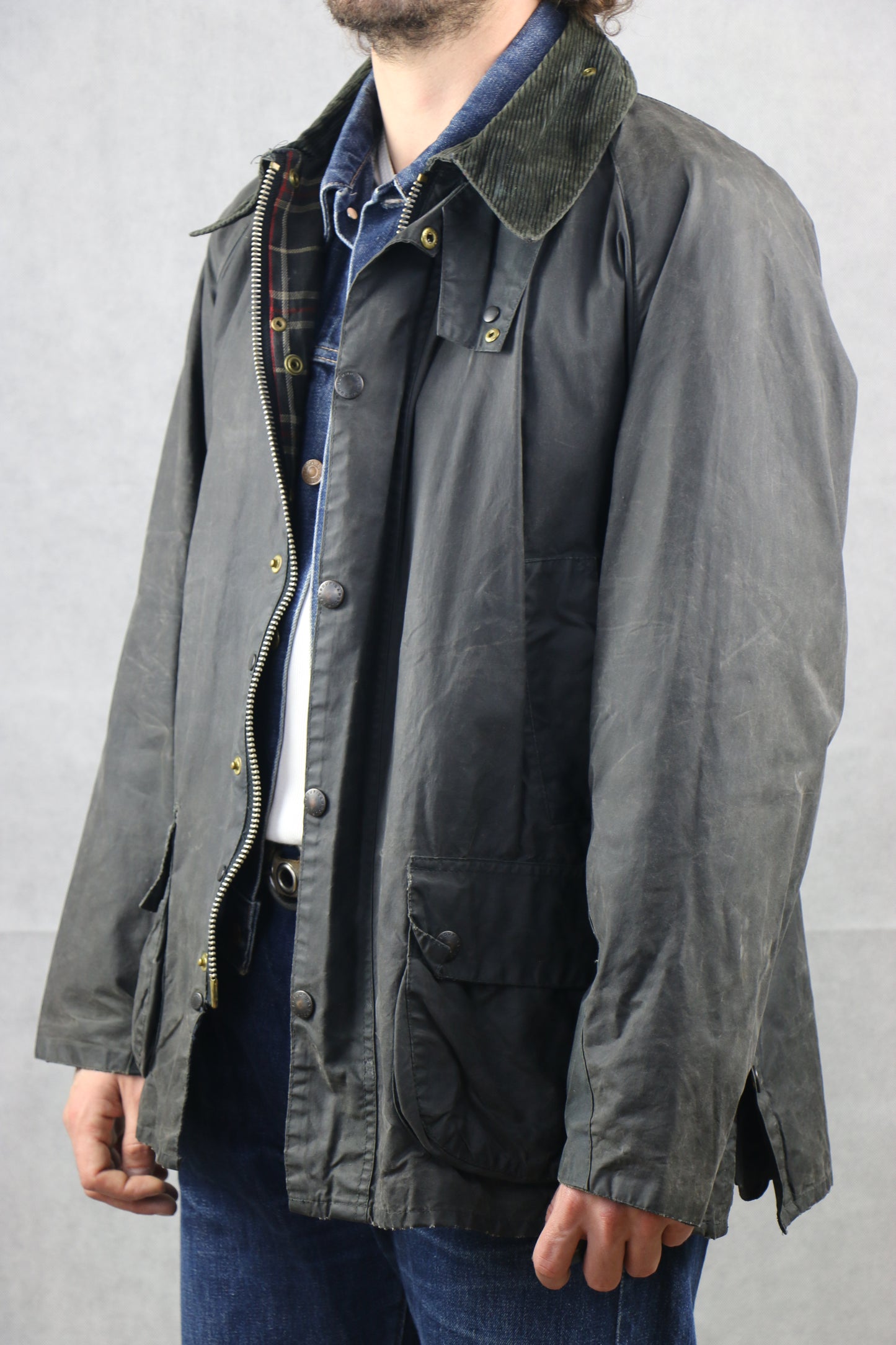Barbour 'Bedale' C48 Wax Jacket washed blue - vintage clothing clochard92.com