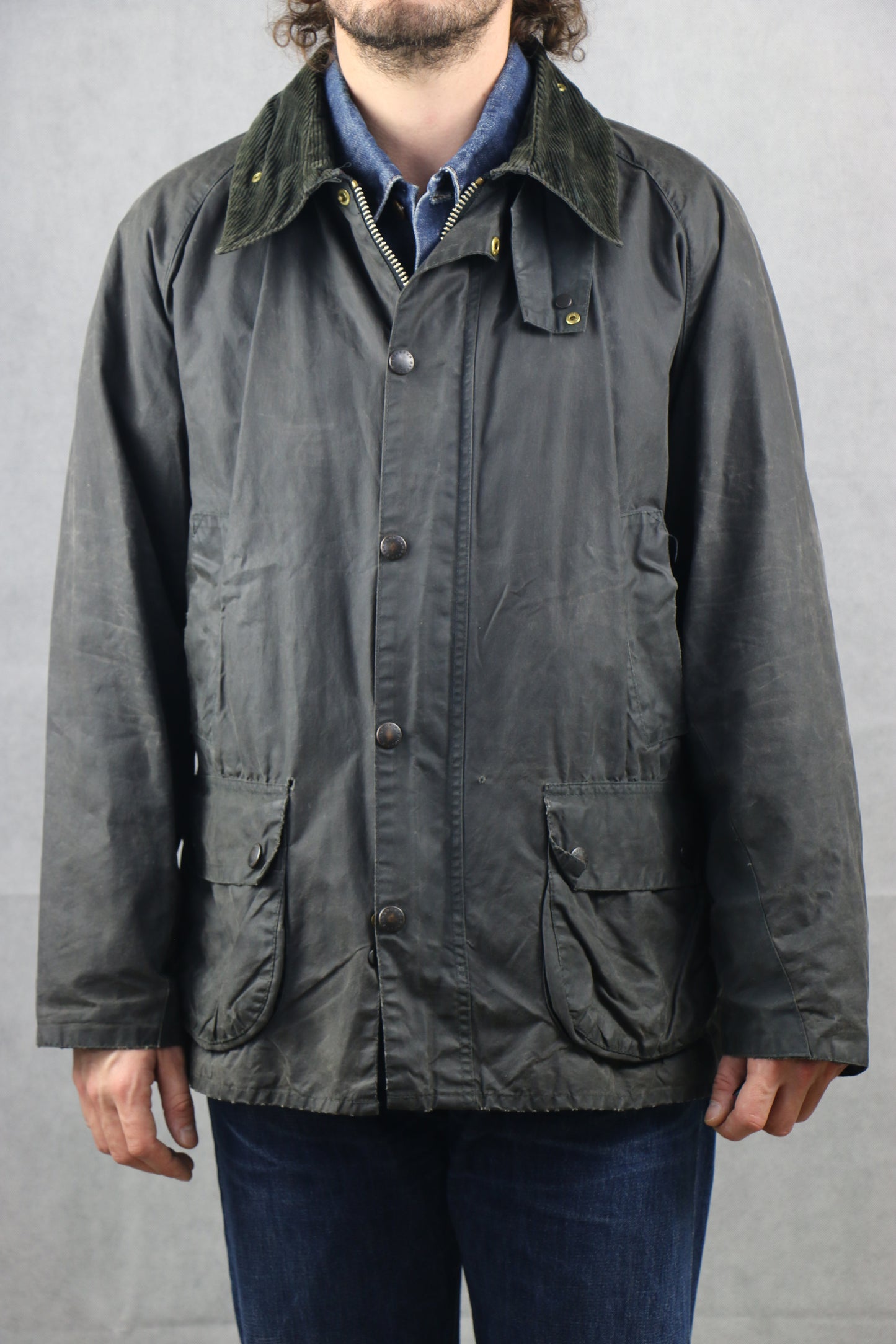 Barbour 'Bedale' C48 Wax Jacket washed blue - vintage clothing clochard92.com