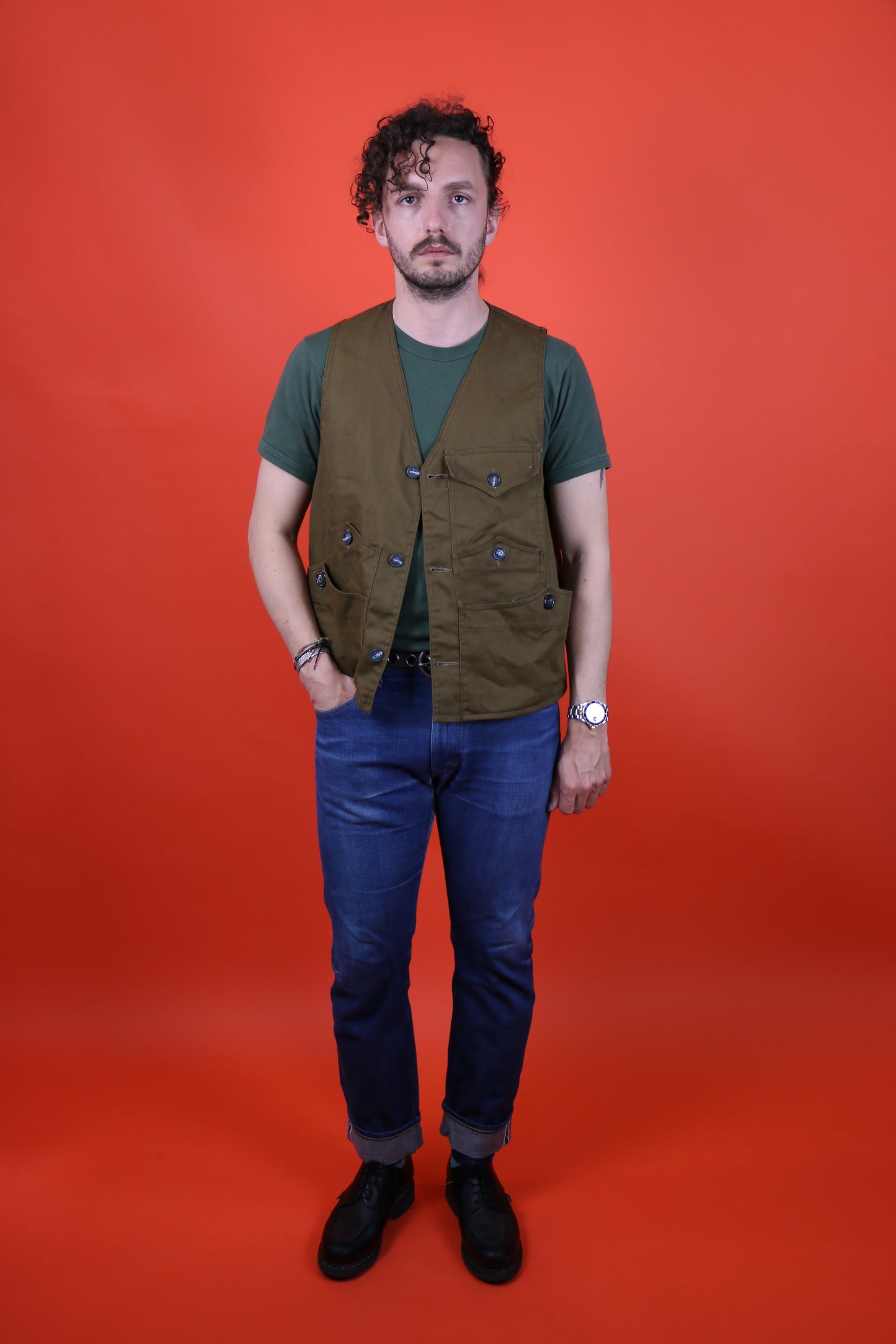 Khaki Utility Vest  - vintage clothing clochard92.com