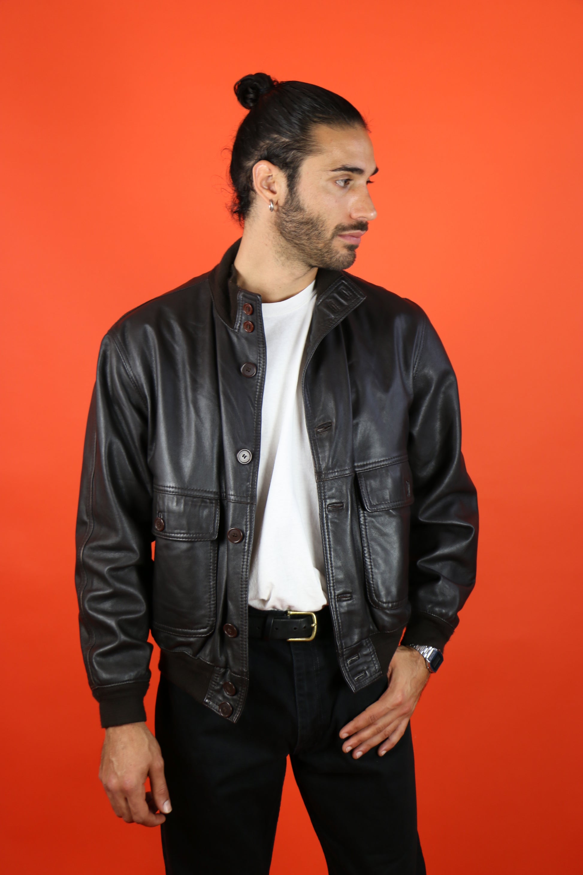 Leather Jacket colar - vintage clothing clochard92.com