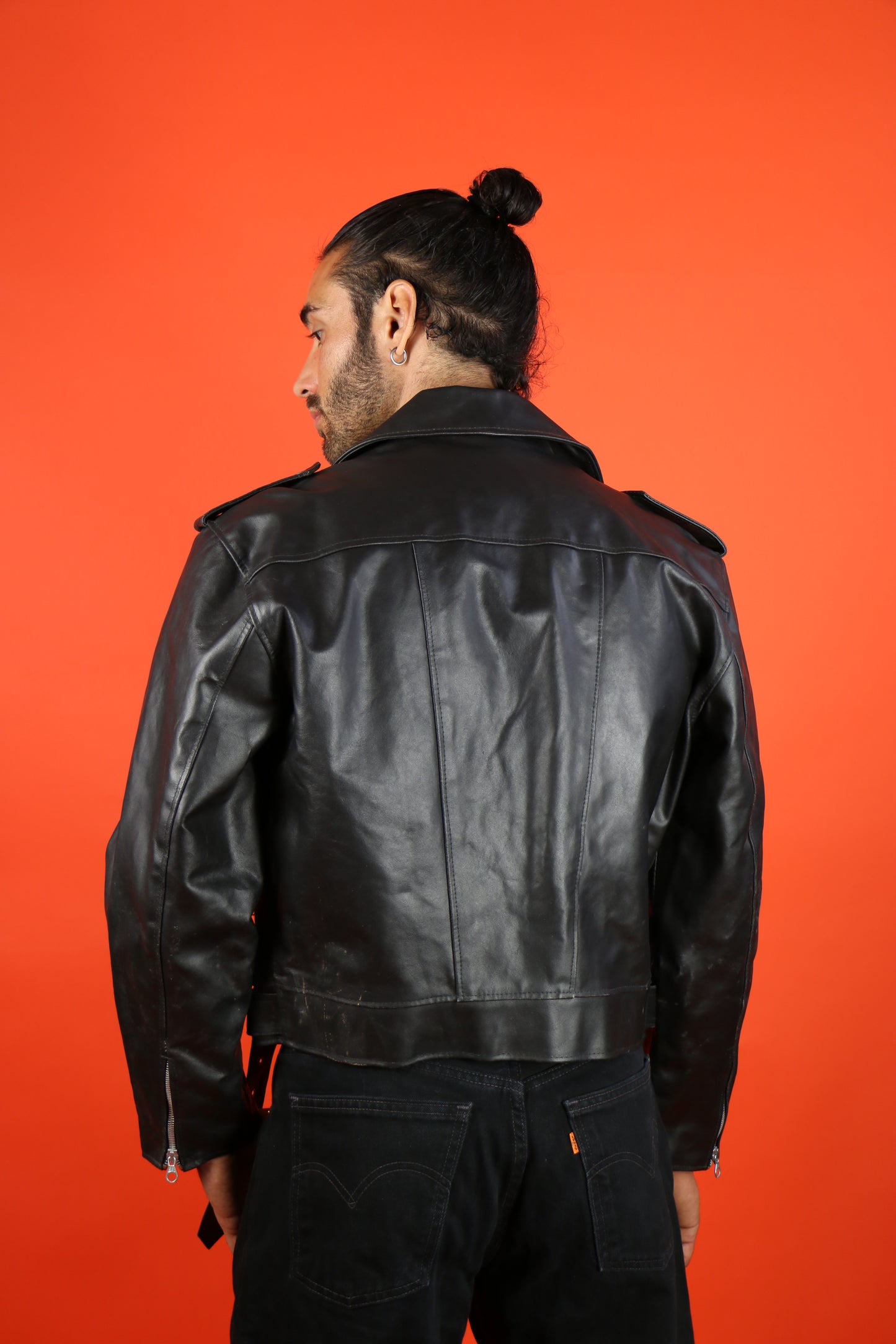 Biker Leather Jacket Red Lining - Vintage clothing clochard92.com