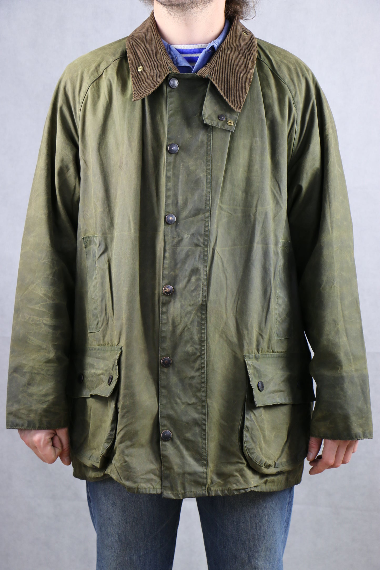 Barbour Beaufort C52 / 132CM Wax Jacket green - vintage clothing clochard92.com
