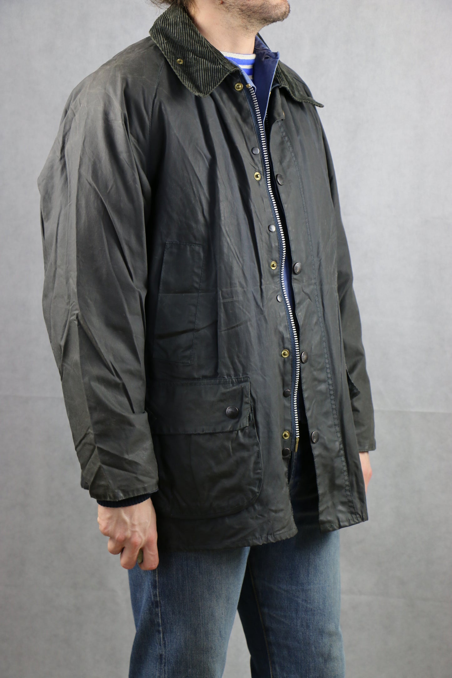 Barbour Bedale C44 / 112CM Wax Jacket navy - vintage clochard clochard92.com